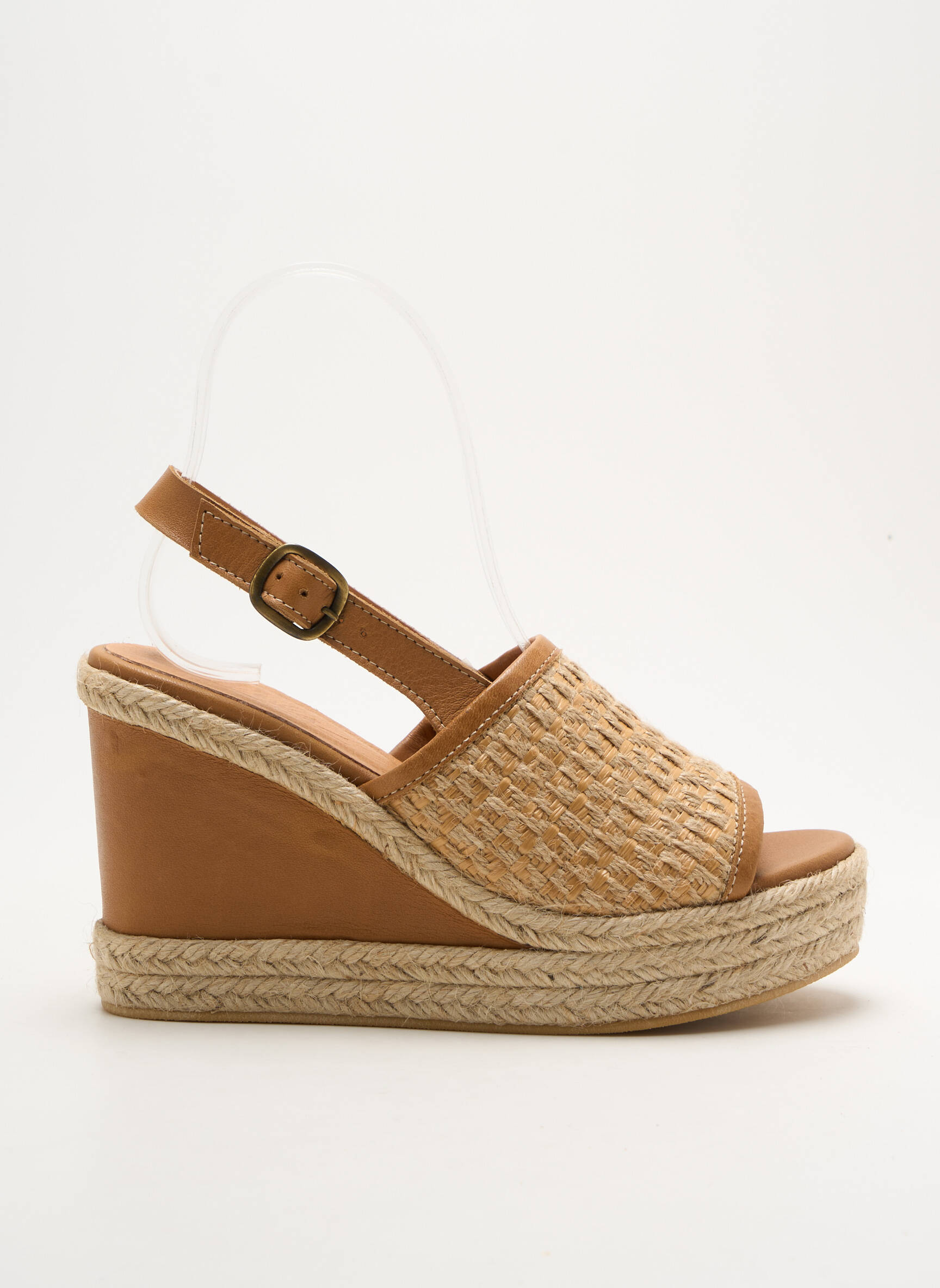 Espadrilės satino audinys kulnas nuo 7 iki 9 cm rudas MINKA DESIGN moteris