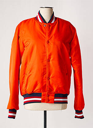 Pūkinė striukė kišenės be gobtuvų oranžinė SWEET PANTS moteris