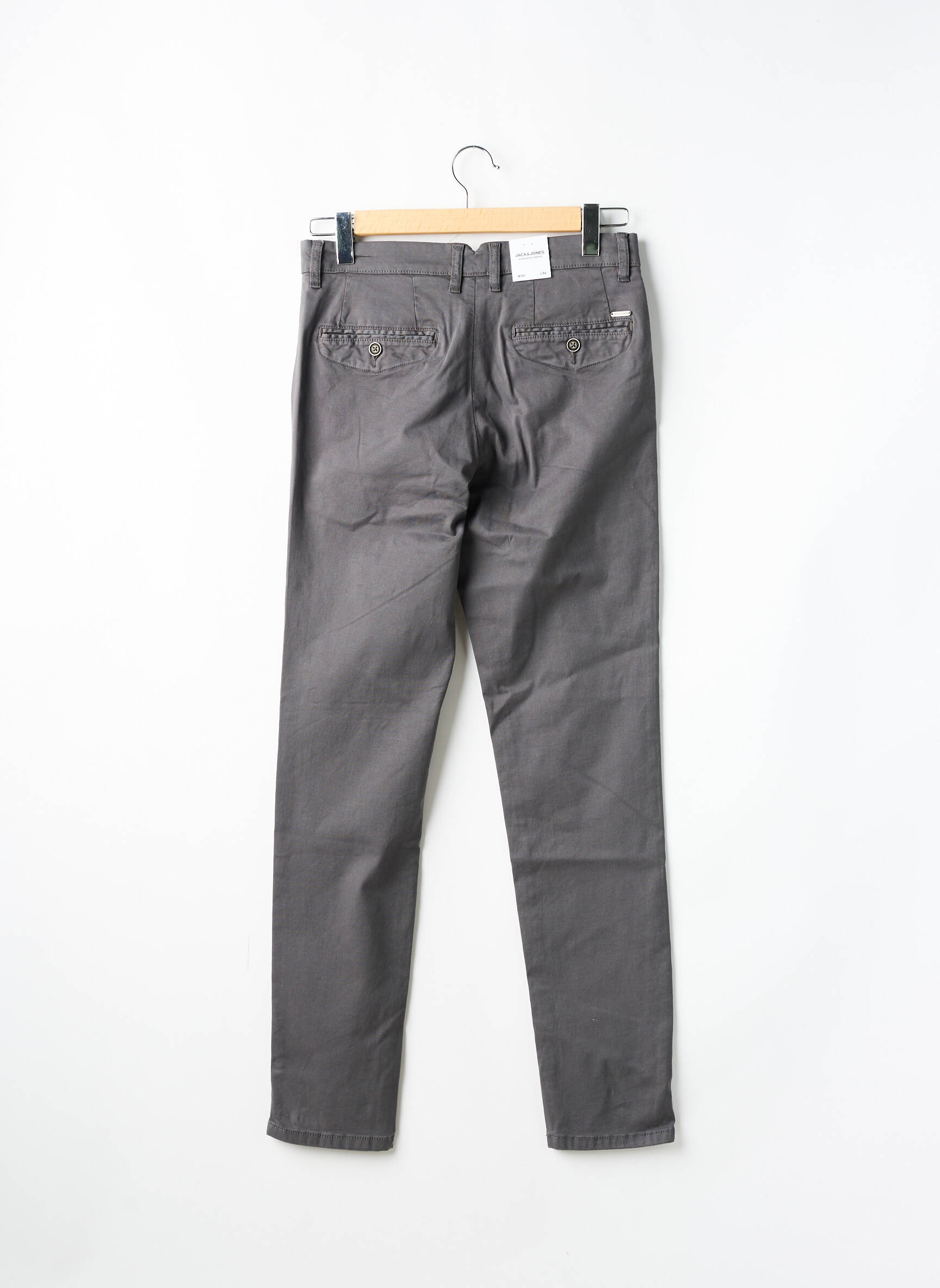 Lieknos kelnės uždarymas su užtrauktuku po mygtuku uždengimu pilka JACK & JONES vyras