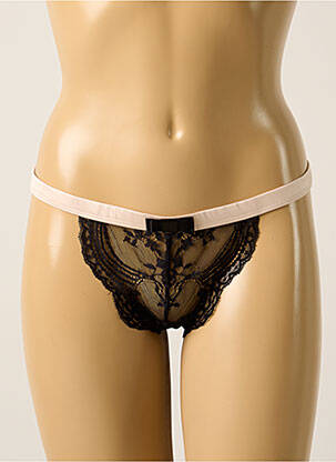 Tanga satino efektas juodas MAISON CLOSE moteris