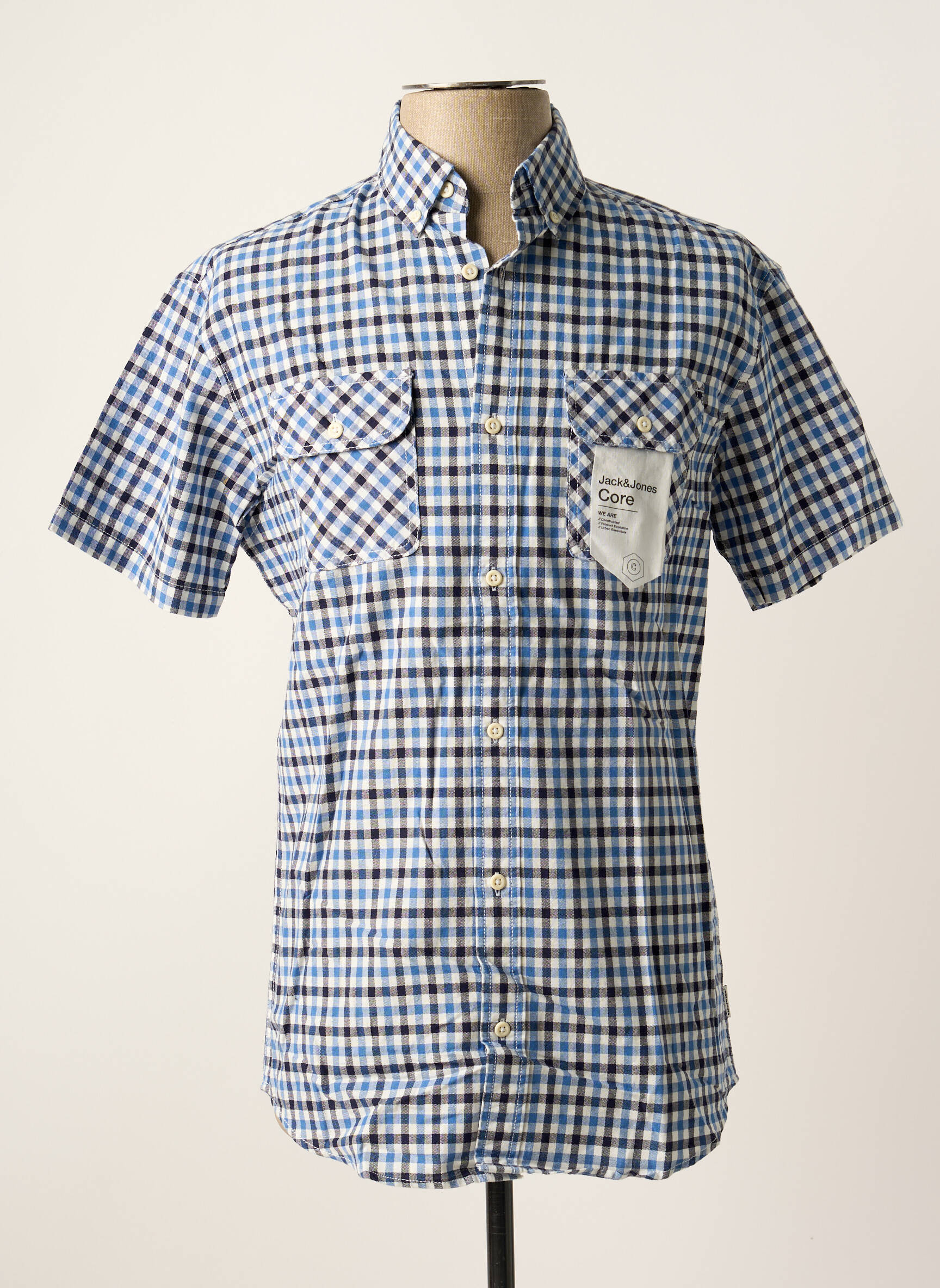 Trumpa rankovė marškiniai kišenės mėlyna JACK & JONES vyras