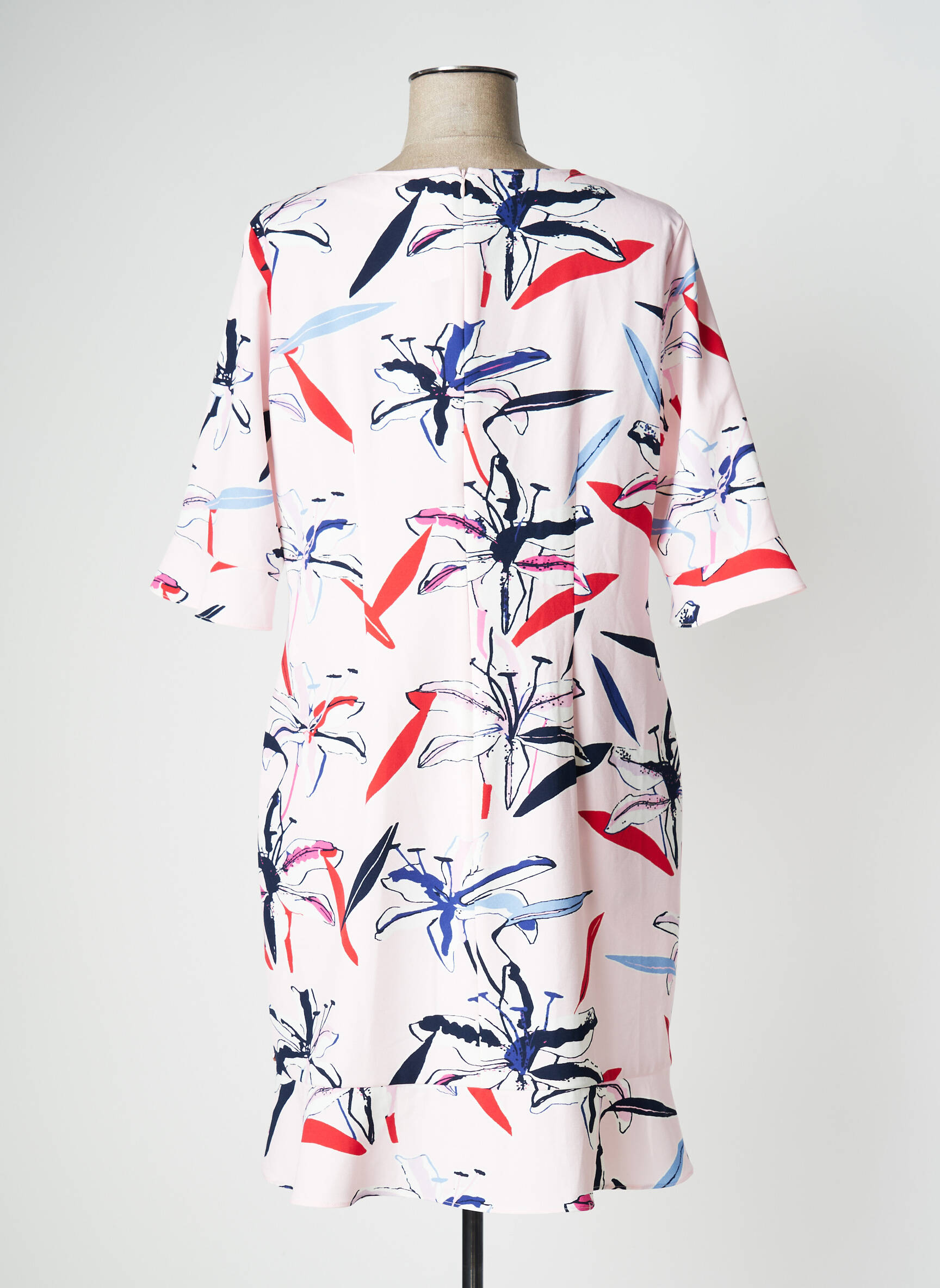 Pusilgių suknelė gėlių raštas 3/4 rankovės rožinė ROBE LEGERE BY VERA MONT moteris