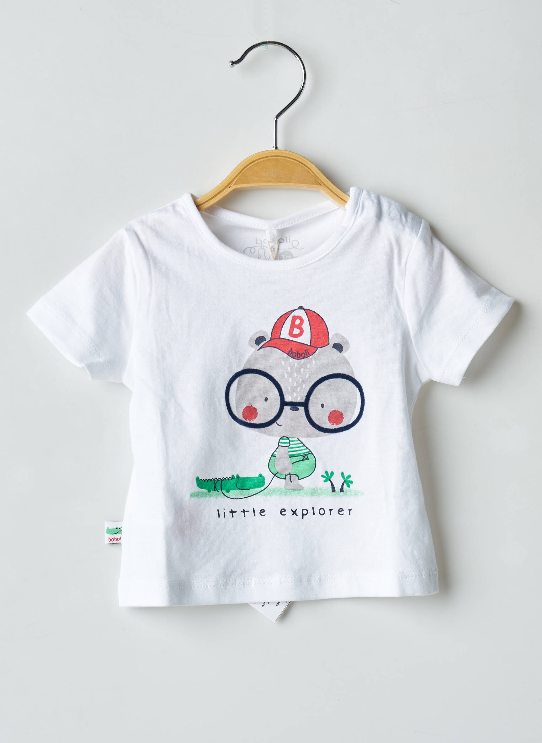T-marškinys floqué serigrafija trumpas rankovės baltas BOBOLI berniukas
