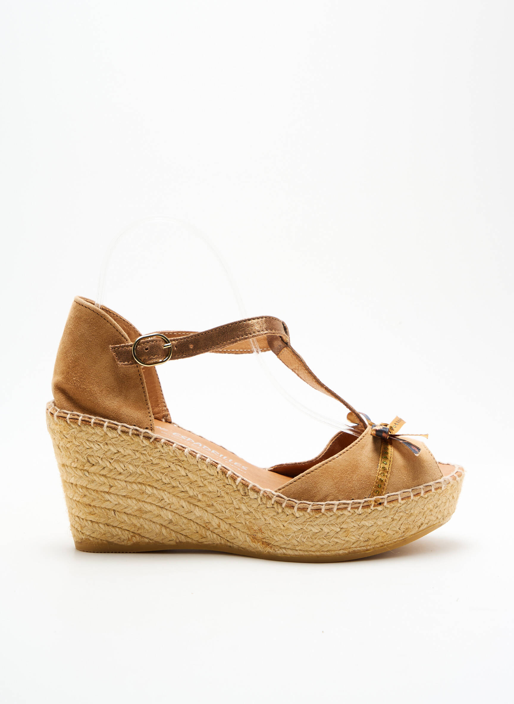 Espadrilės satino audinys kulnas nuo 7 iki 9 cm rudas NATURAL ESPADRILLES moteris