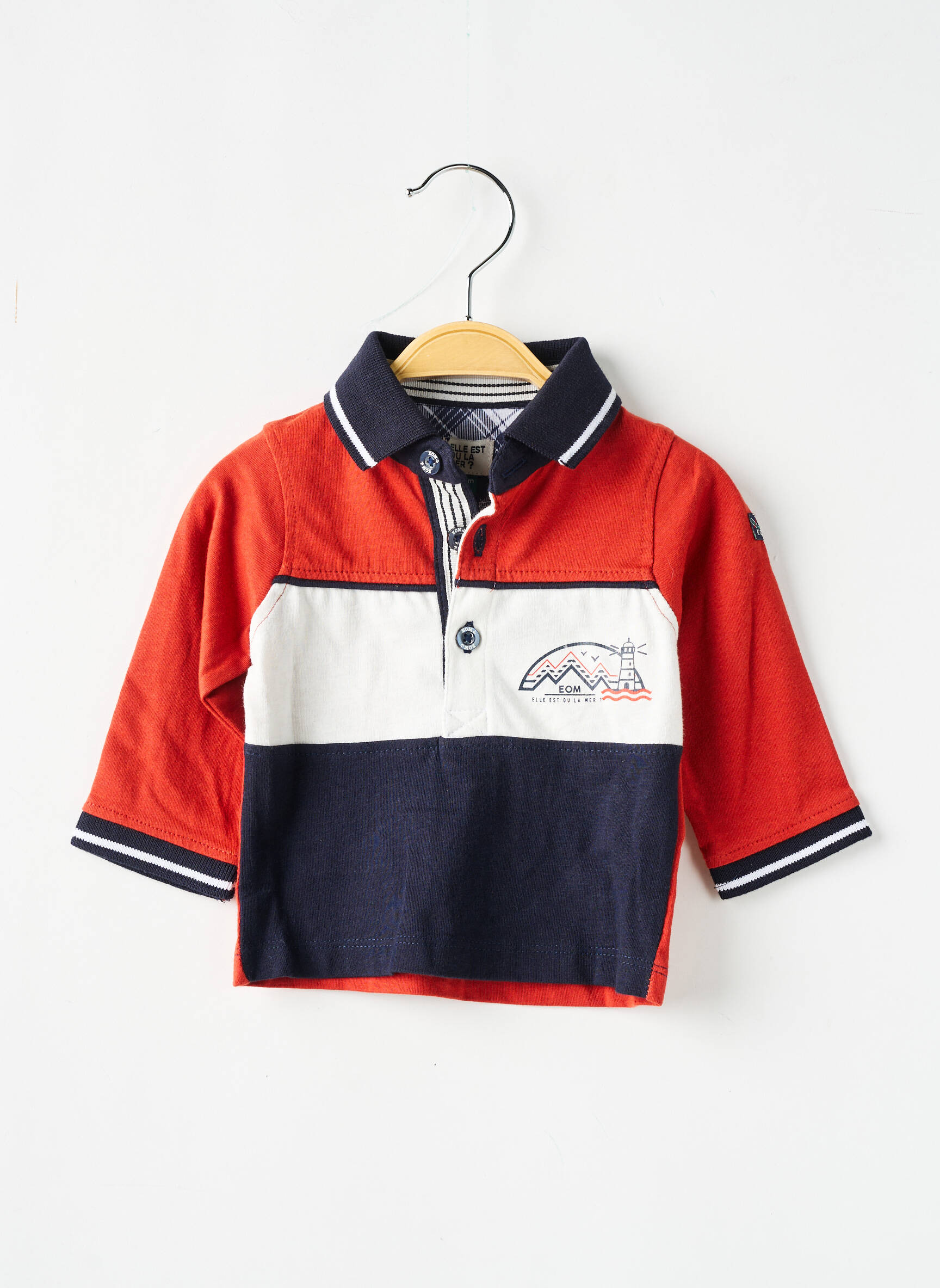 Polo jersey audinys ilgos rankovės oranžinė ELLE EST OU LA MER berniukas