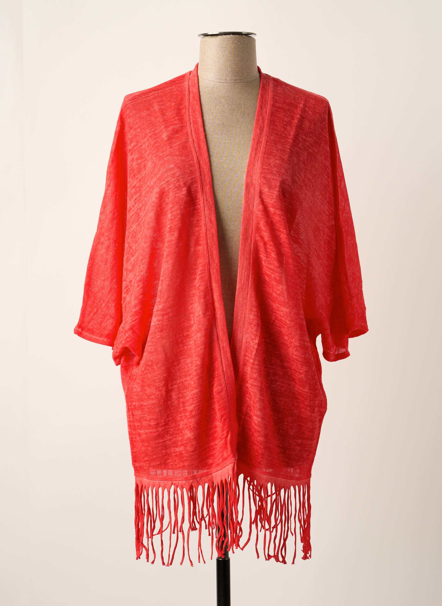 Kimono striukė fringe apdaila raudona O'N, moteris
