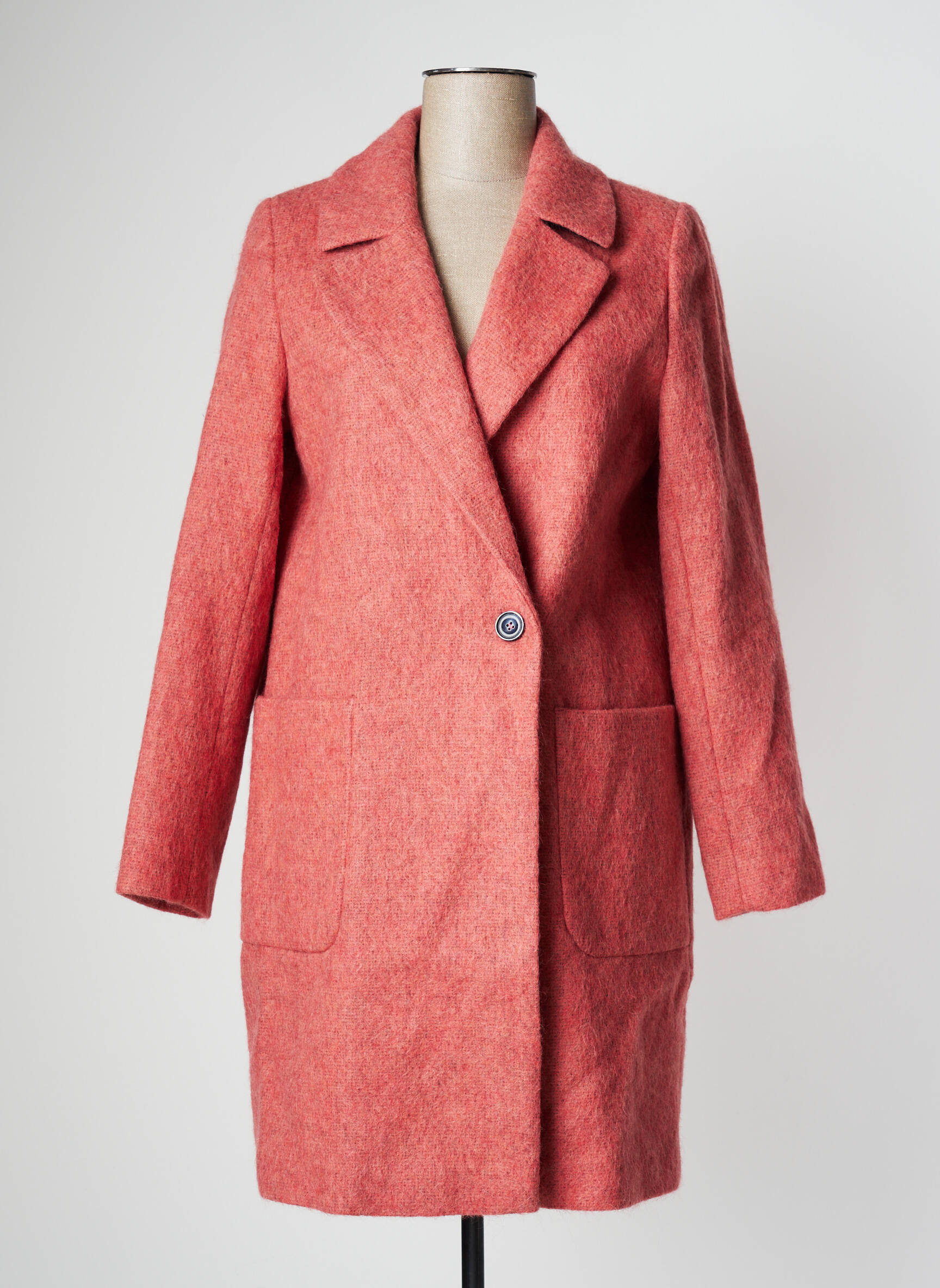 Ilgas paltas tiesi kirpimas be gobtuvų rožinė TRENCH & COAT moteris