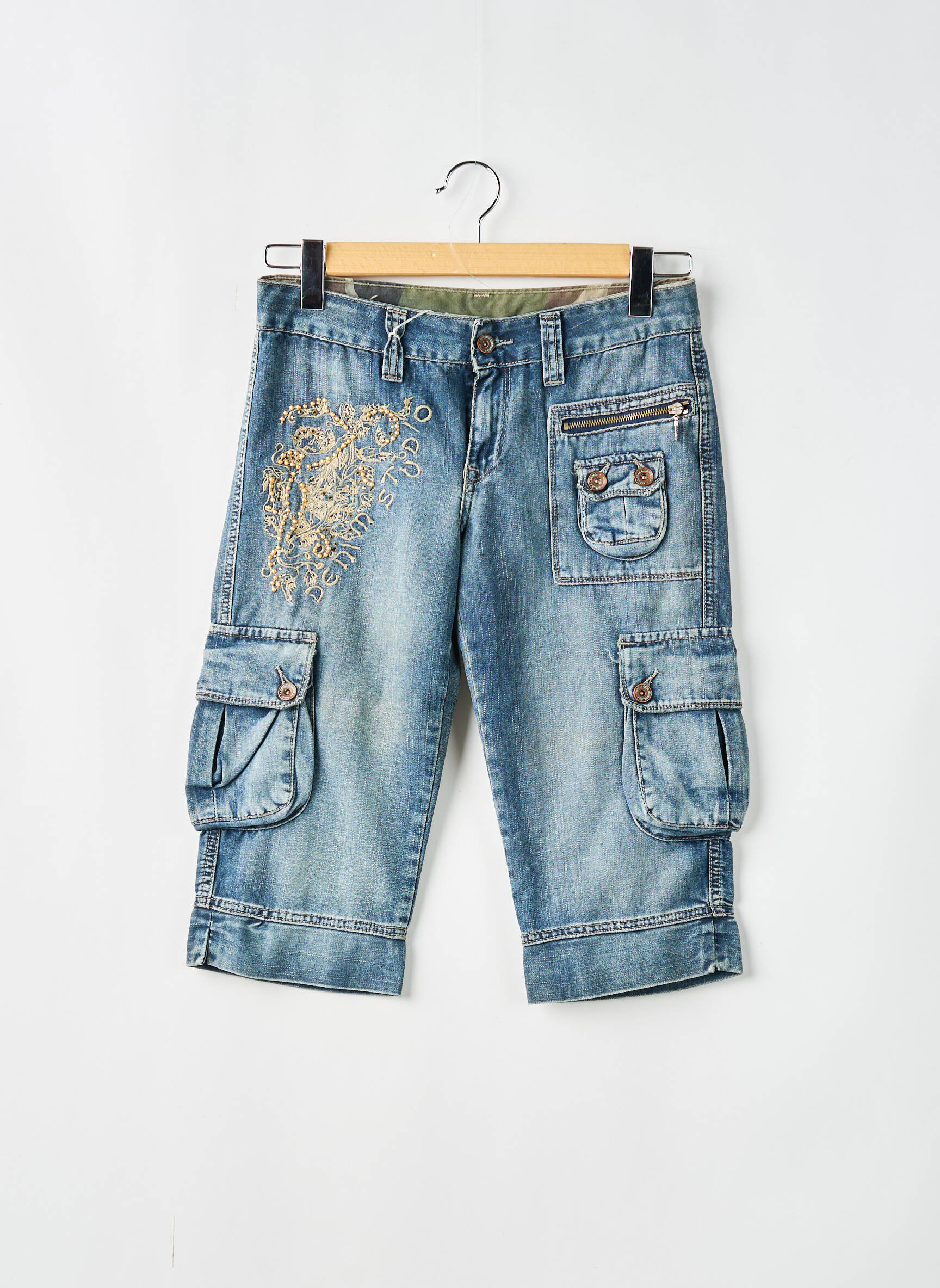 Pusilgių kelnių tamprumas maža dydžio mėlyna DENIM STUDIO moteris