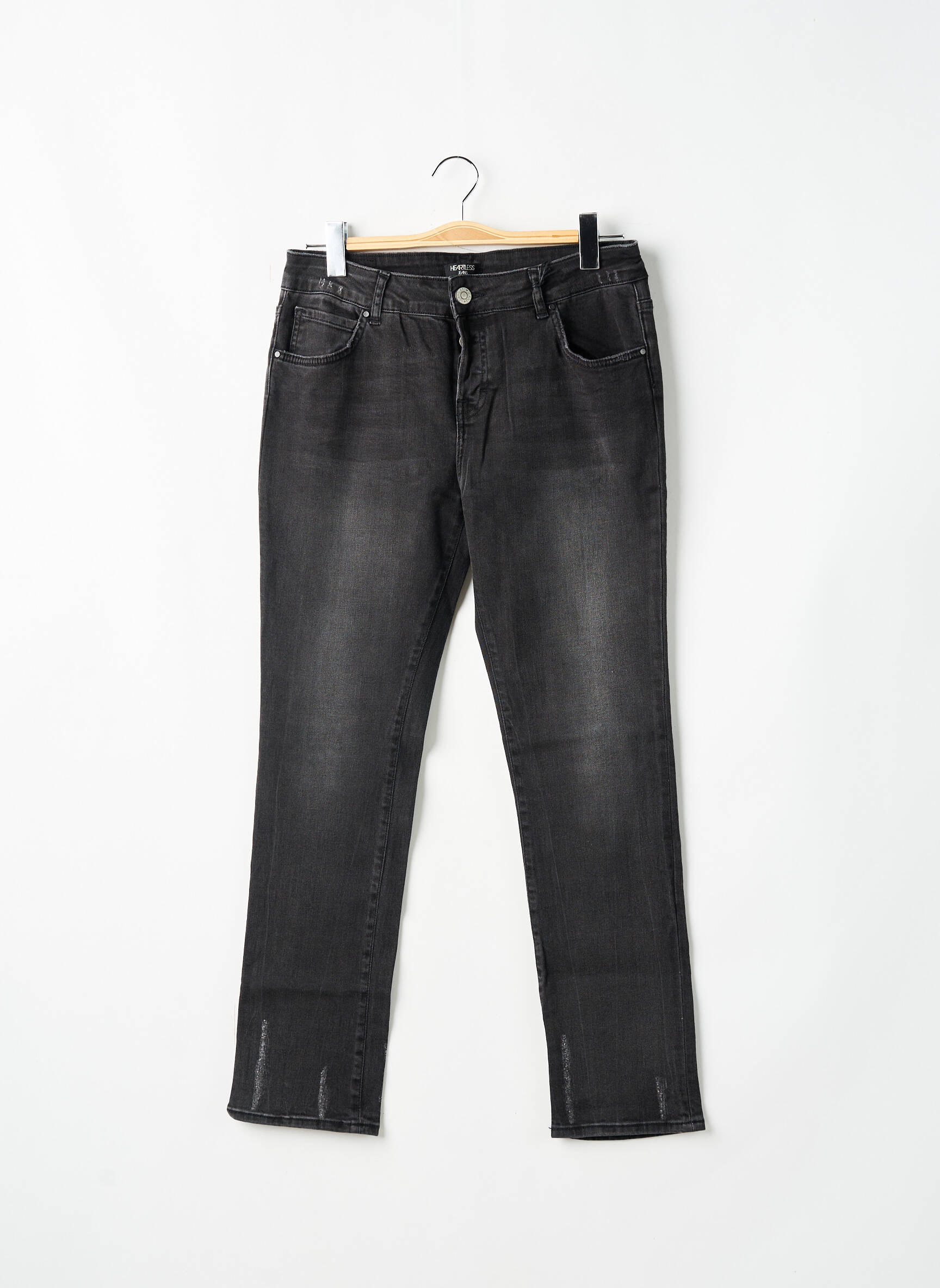 Lieknos džinsai nusidėvėjęs ir išblukęs efektas normala dydis juodas HEARTLESS JEANS moteris