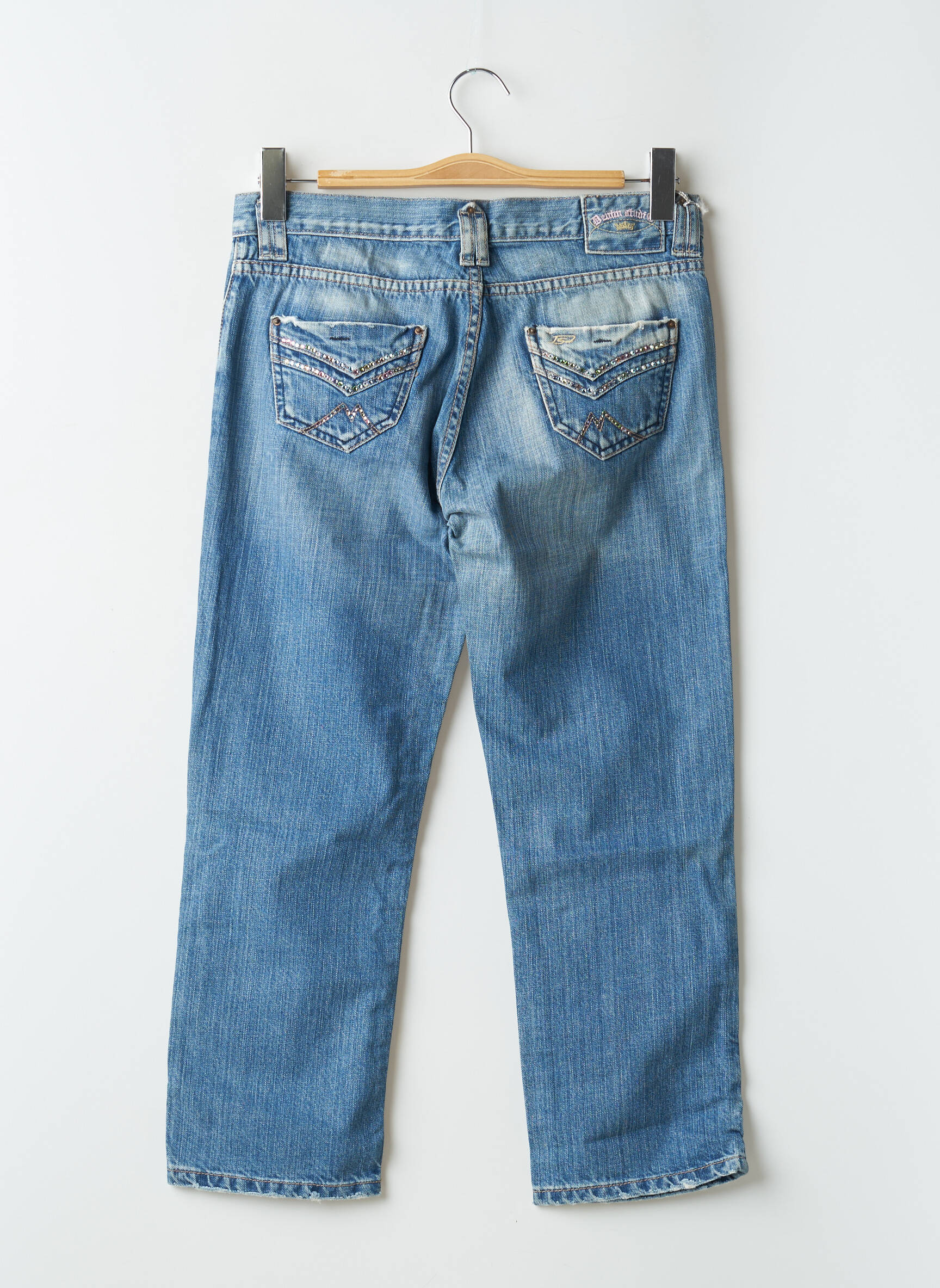 Pusilgių kelnių tamprumas maža dydžio mėlyna DENIM STUDIO moteris