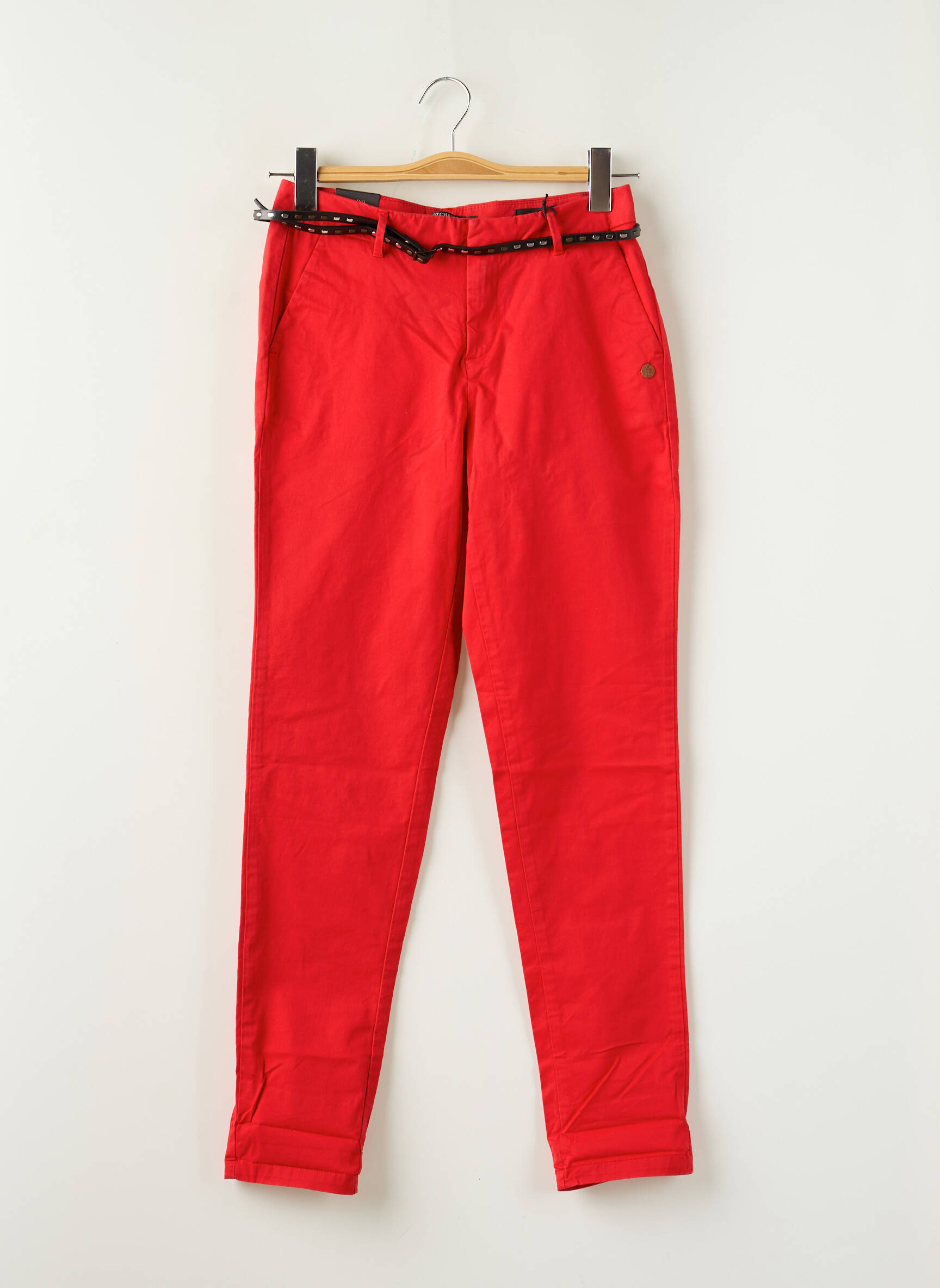 Chino kelnė popelinos audinys, kuris pasižymi lygiu ir tankiu paviršiumi. normala dydis raudona MAISON SCOTCH moteris