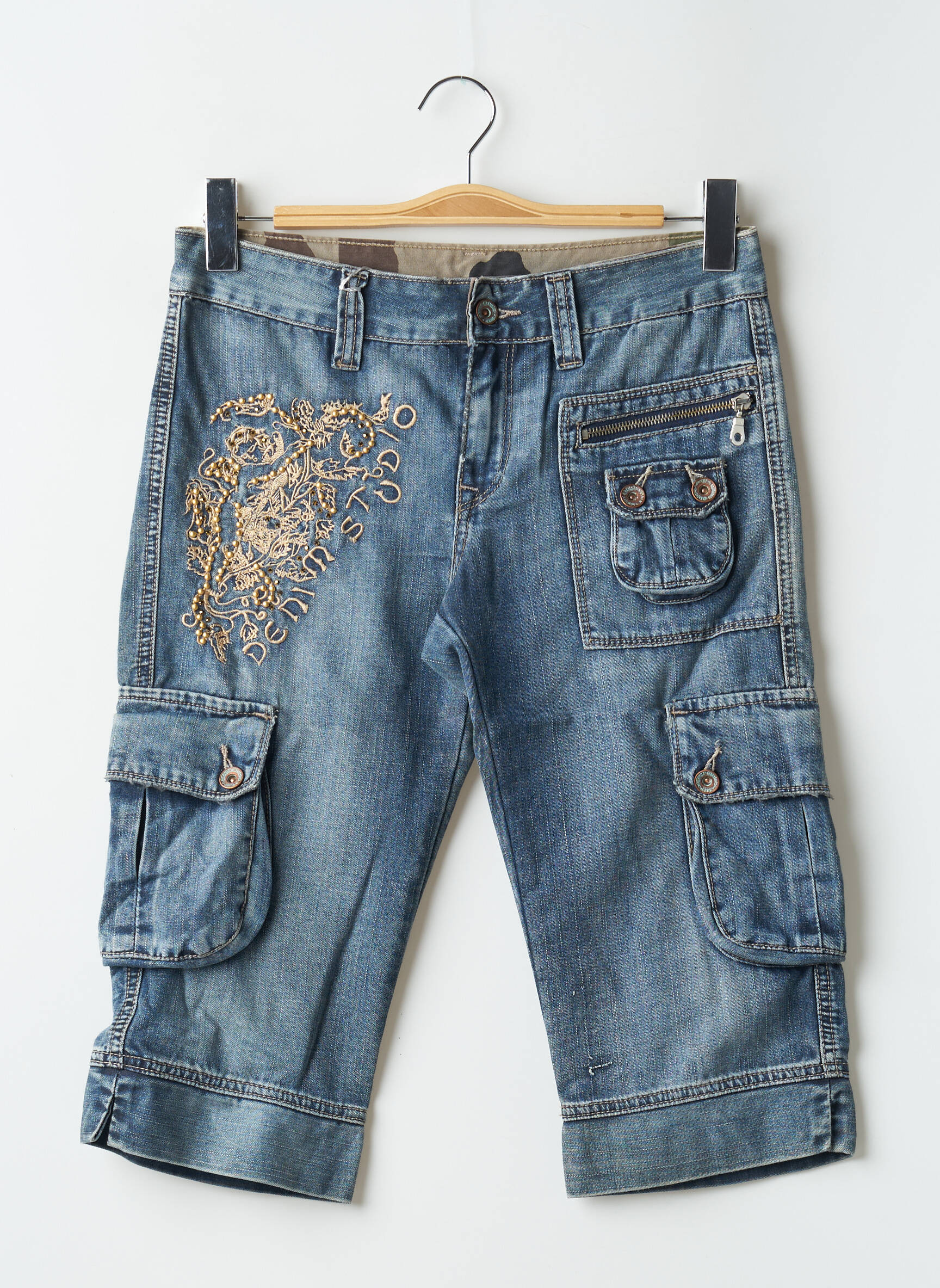 Pusilgių kelnių tamprumas maža dydžio mėlyna DENIM STUDIO moteris