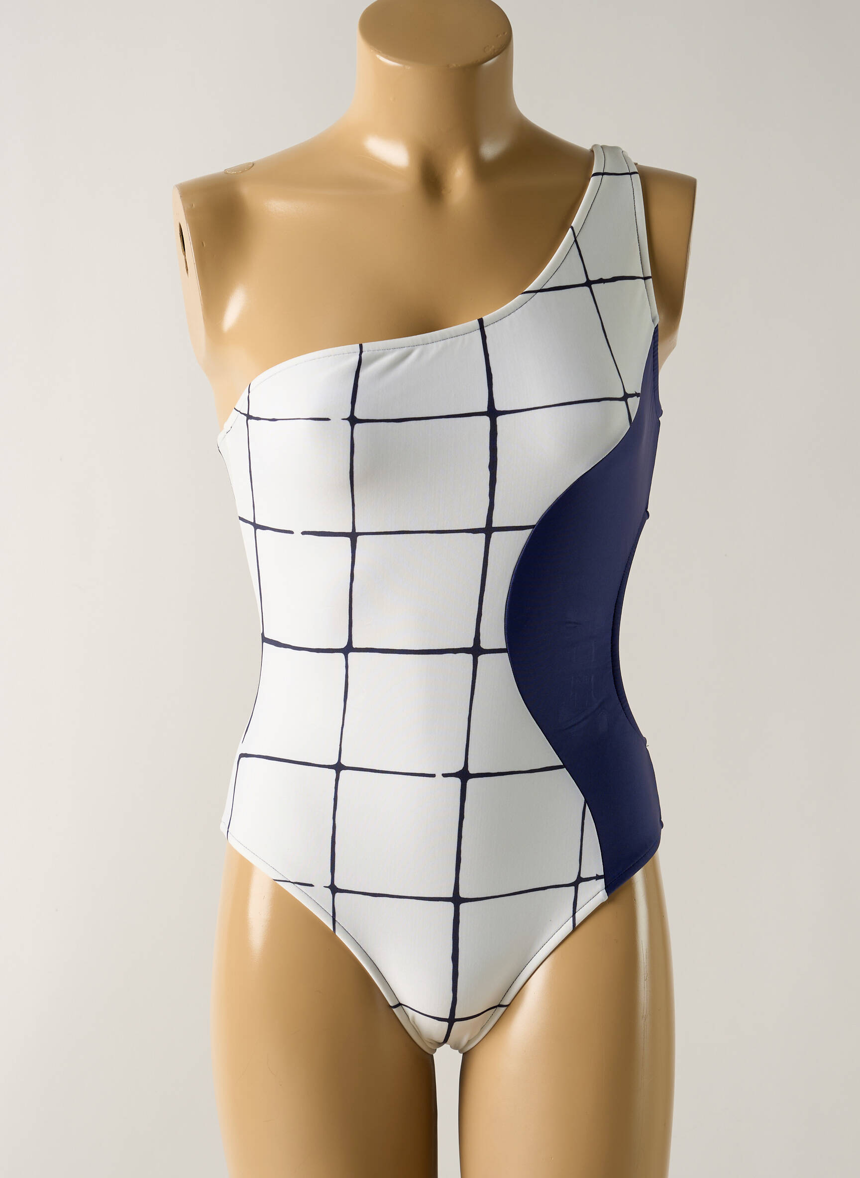 Vienos dalies maudymosi kostiumas satino efektas baltas SALINAS moteris
