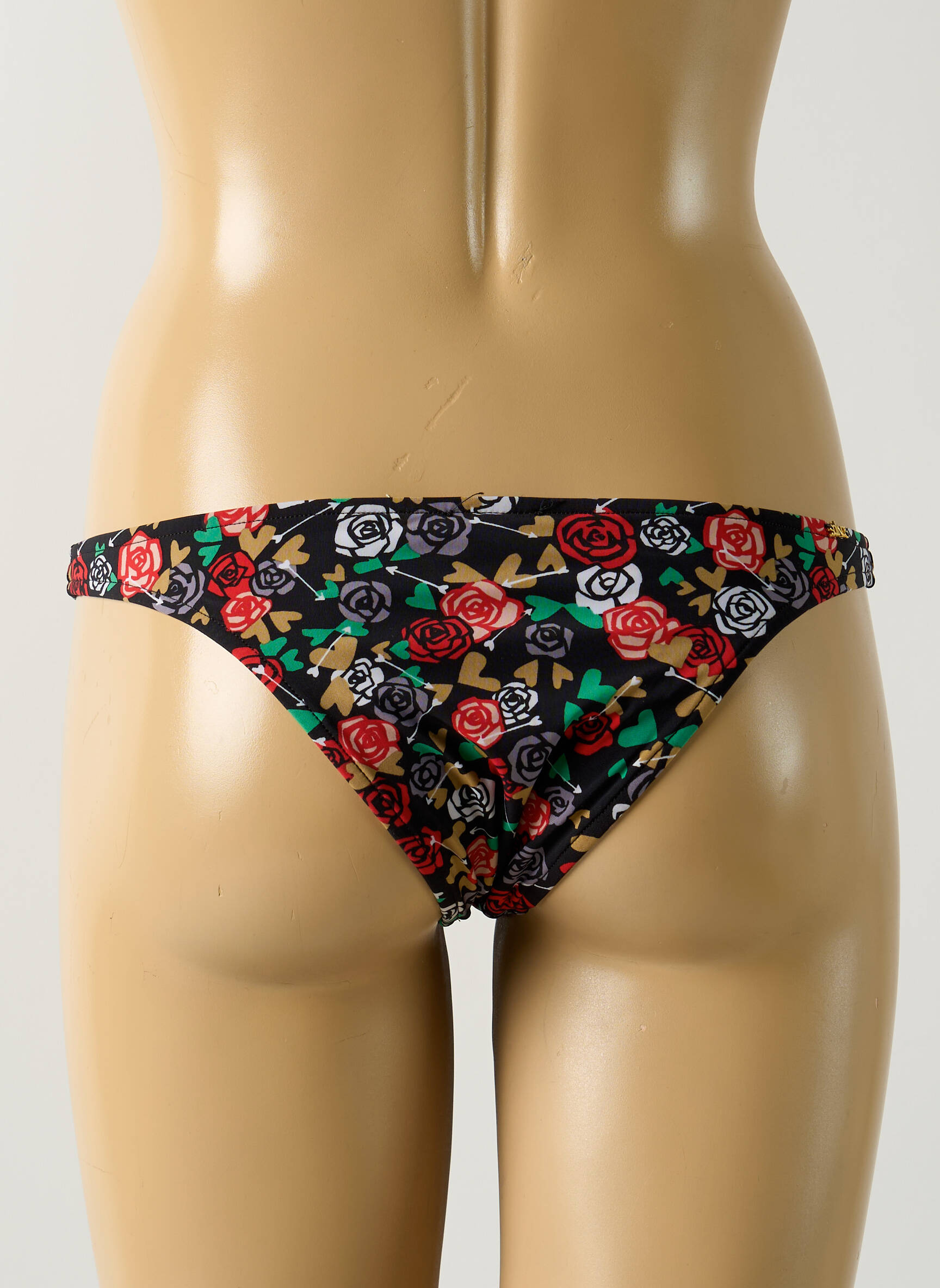 Maudymosi kelnaitės gėlių raštas bikini juodas SALINAS moteris