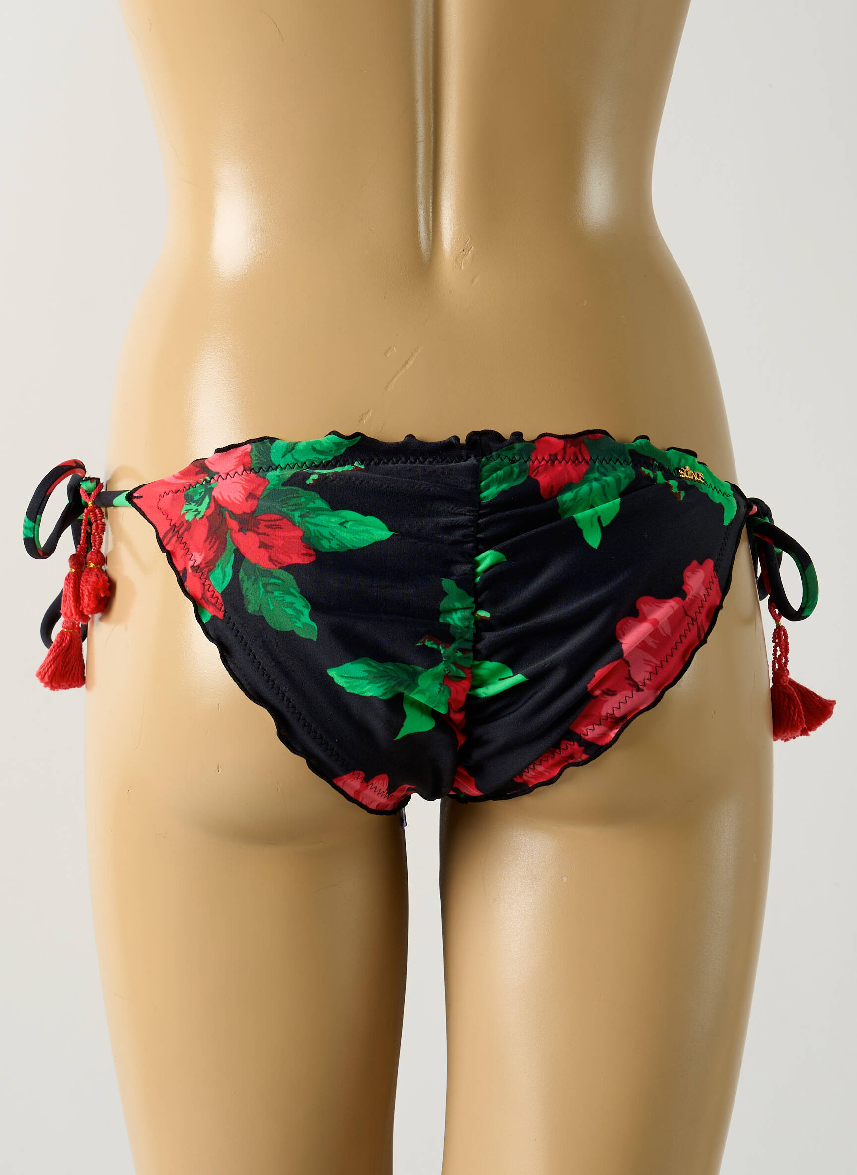Maudymosi kelnaitės gėlių raštas bikini juodas SALINAS moteris