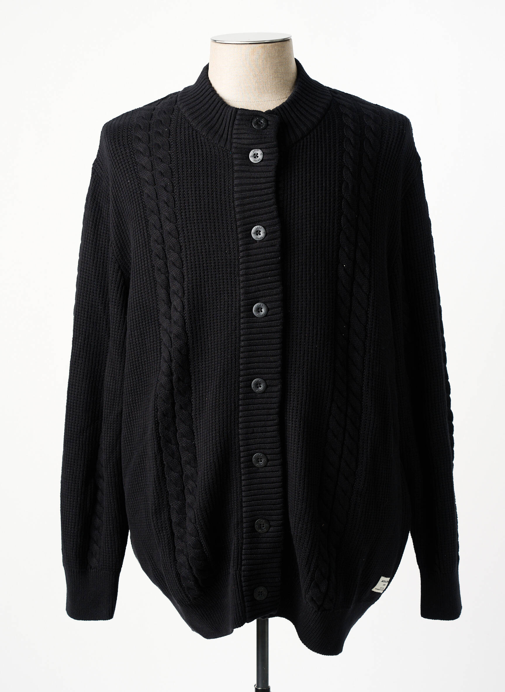 Ilgų rankovių liemenė priekinė mygtukų uždarymo sistema juodas JACK & JONES vyras
