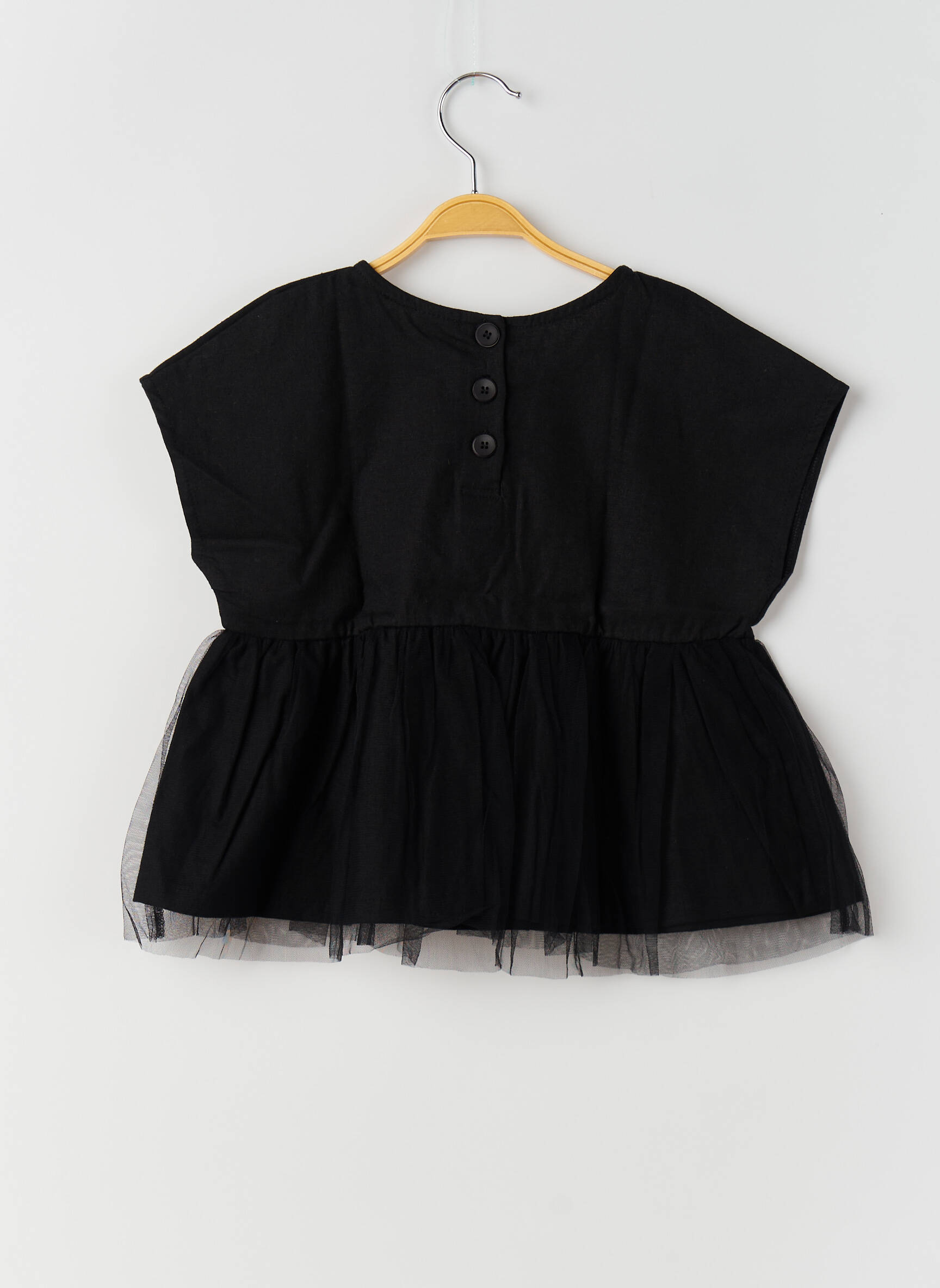 Bluzonai išplatėjusi kirpimas trumpas rankovės juodas RORA mergina