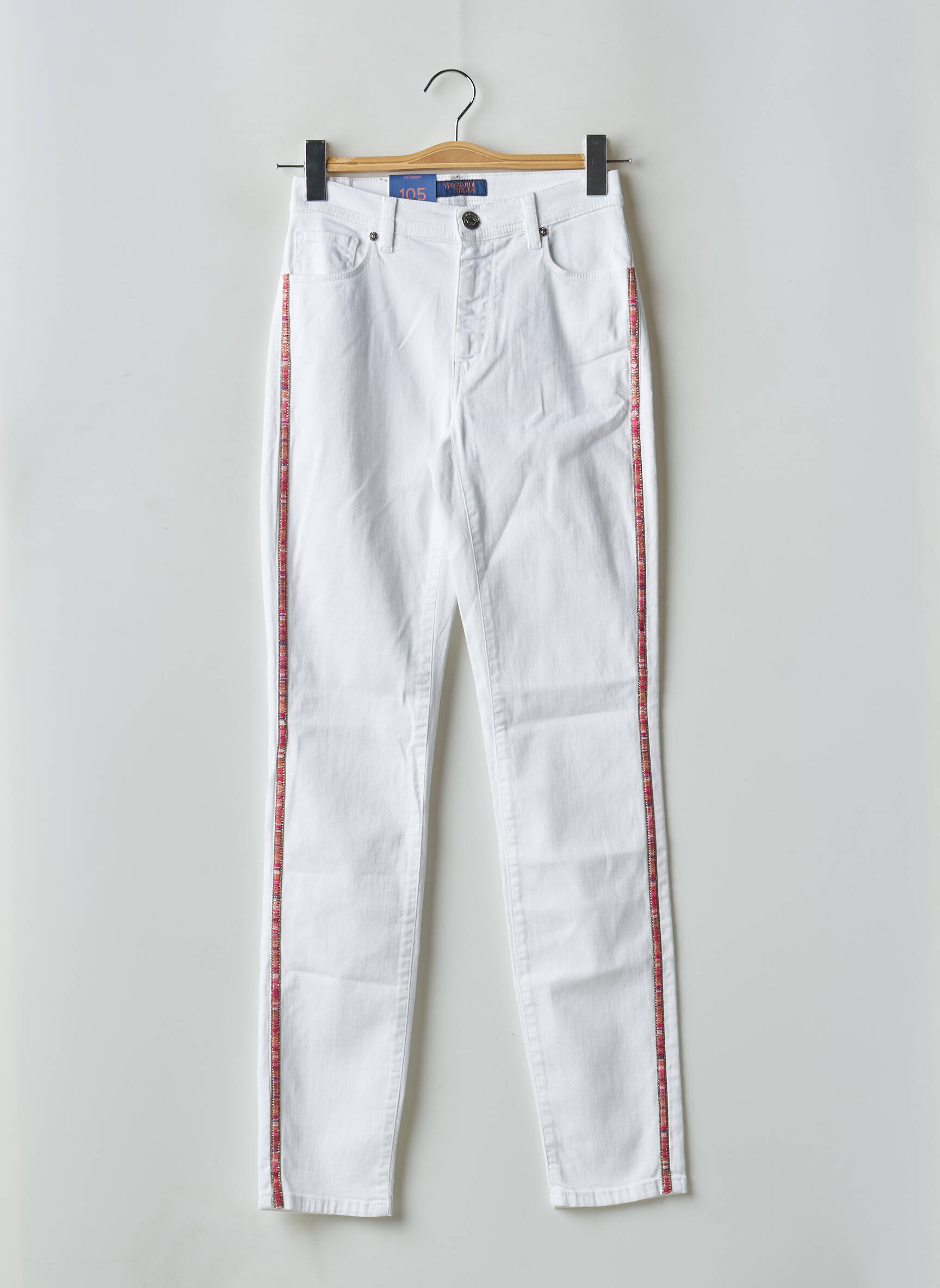 Lieknos kelnės aukšta talija aukšta talija baltas TRUSSARDI JEANS moteris
