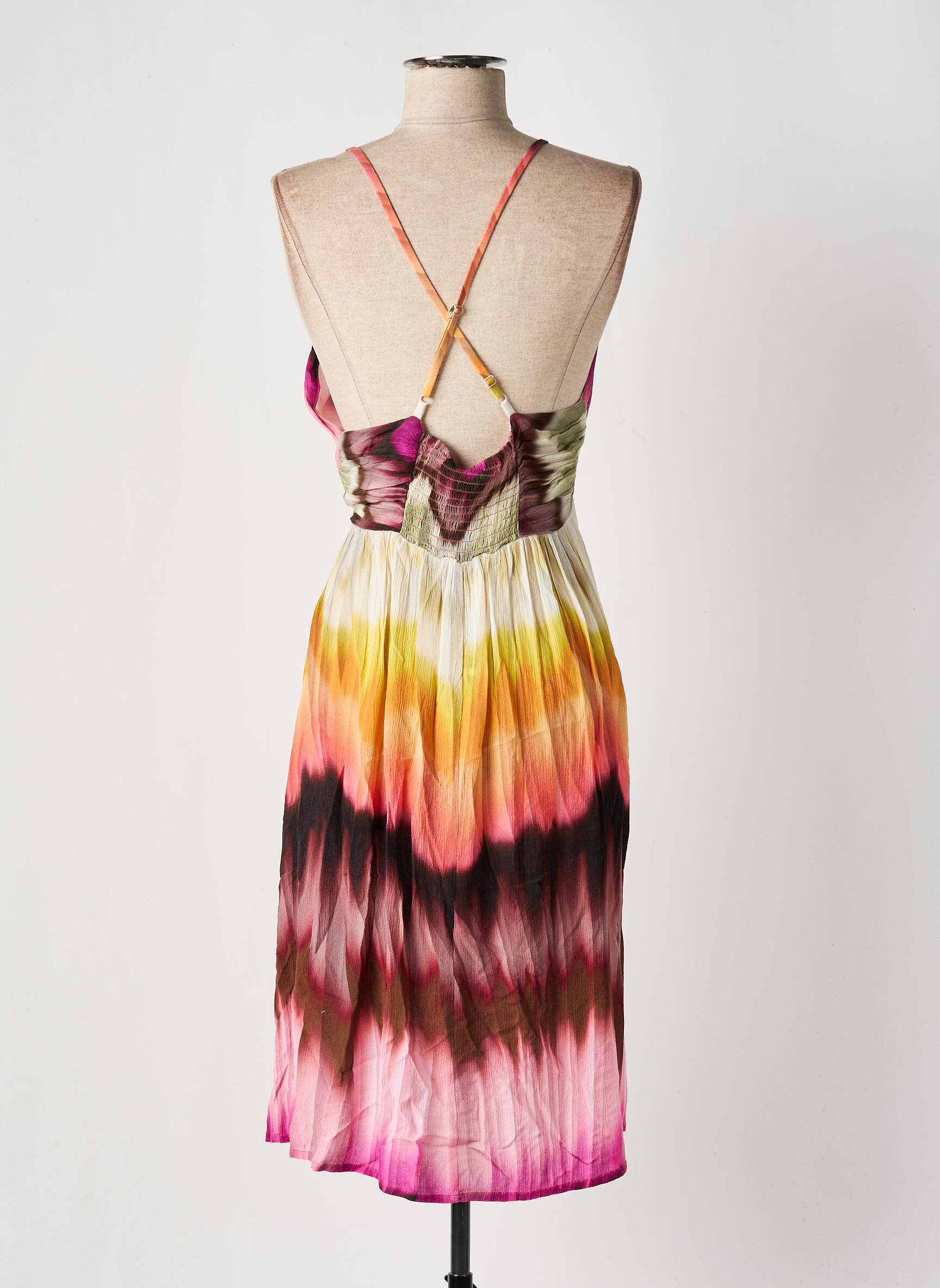 Pusilgių suknelė krepos audinys plonos dirželiai rožinė LE SUN moteris