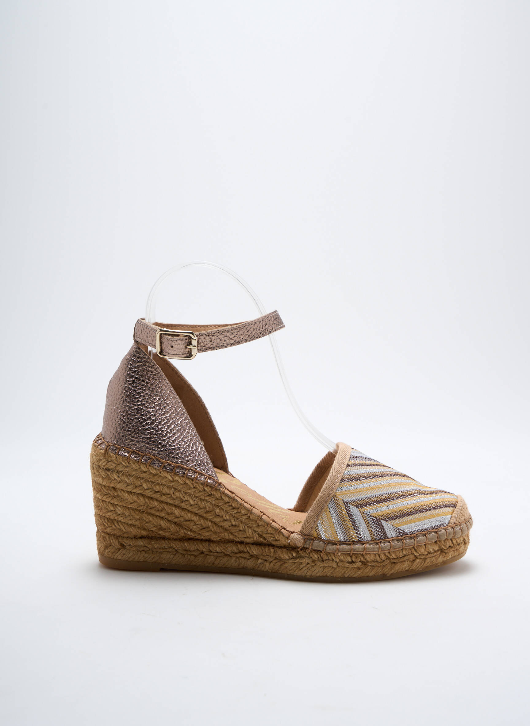 Espadrilės apvalus mygtukas kulnas nuo 4 iki 6 cm rudas REBELLES moteris