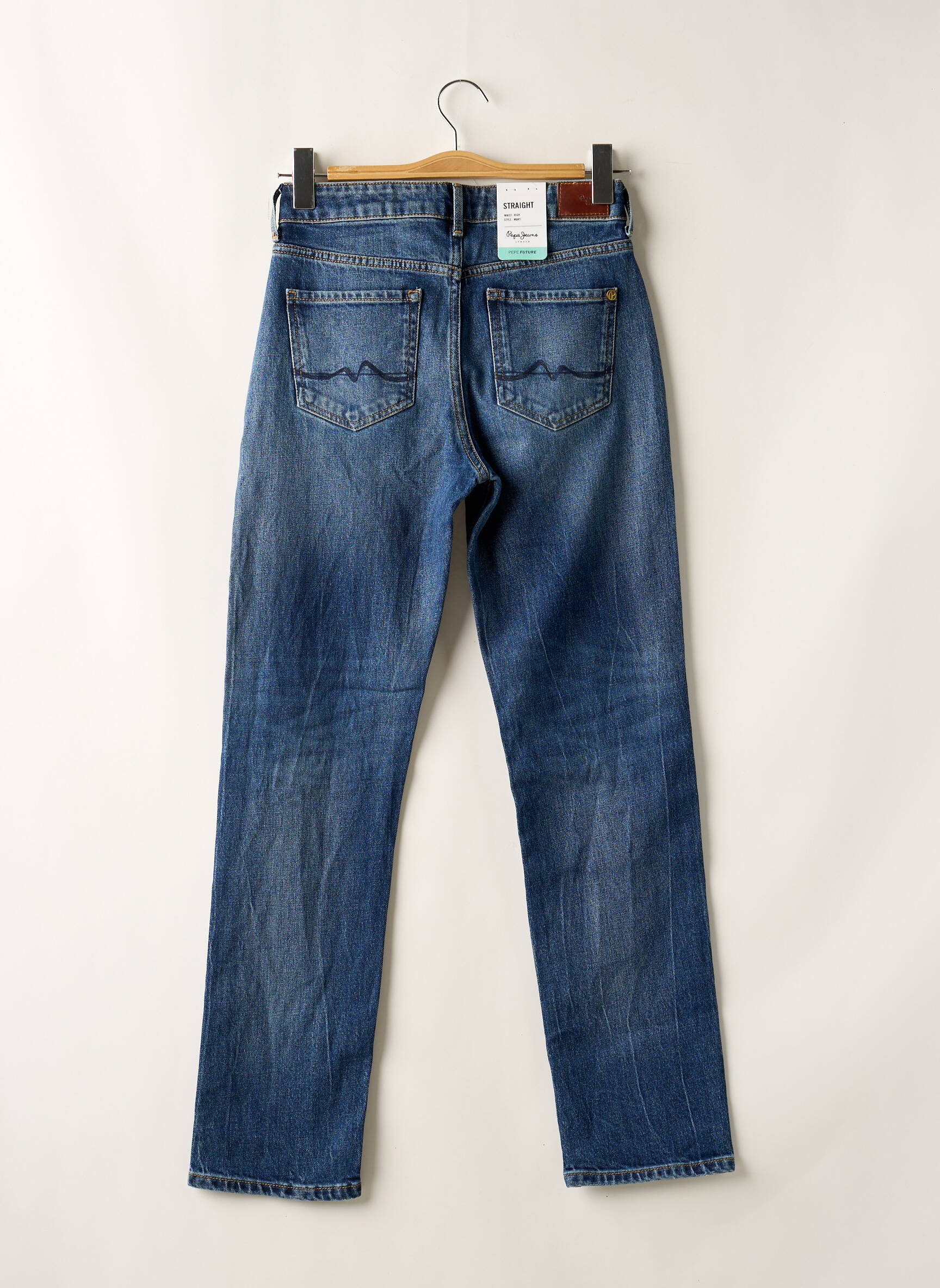 Tiesios kirpimo džinsai aukšta talija aukšta talija mėlyna PEPE JEANS moteris