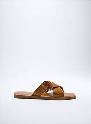 Mule/sabotai satino audinys plokščias kulnas iki 3 cm rudas SUNCOO moteris