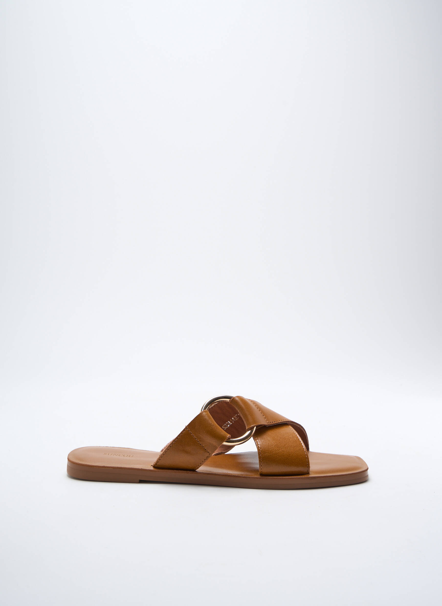 Mule/sabotai satino audinys plokščias kulnas iki 3 cm rudas SUNCOO moteris