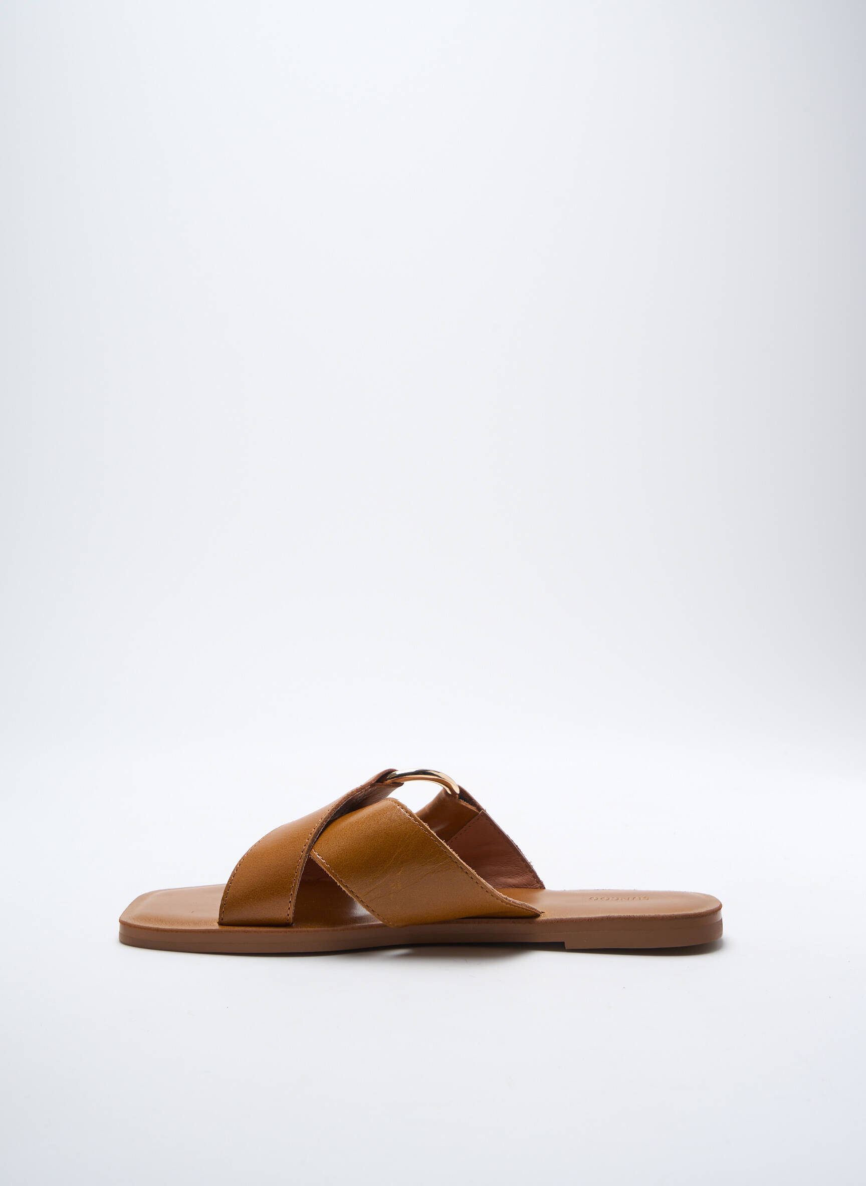 Mule/sabotai satino audinys plokščias kulnas iki 3 cm rudas SUNCOO moteris