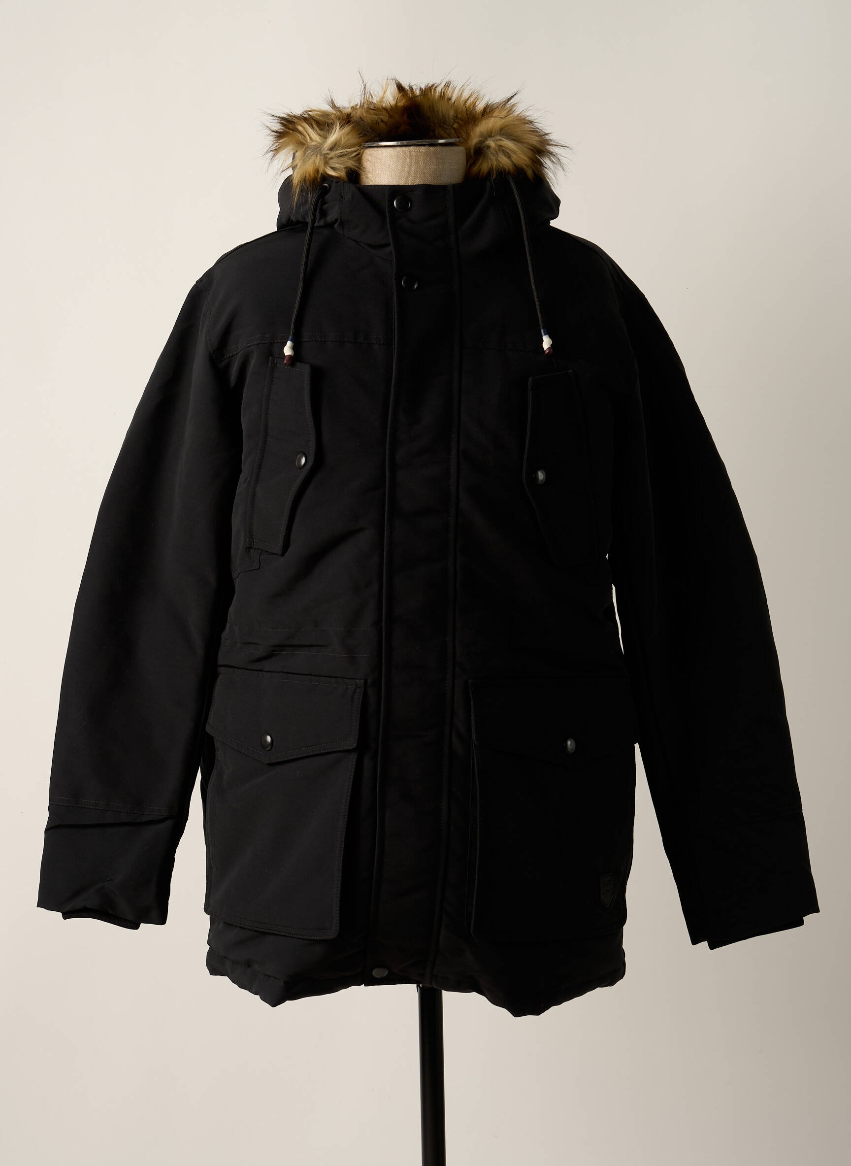 Parka bordo apdailos rankogaliai su gobtuvu juodas JACK & JONES vyras