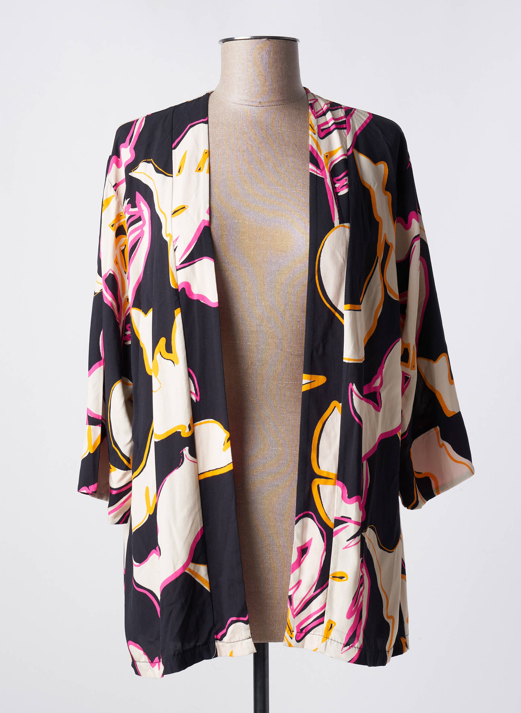 Kimono striukė fantazijos raštas juodas SCORZZO moteris