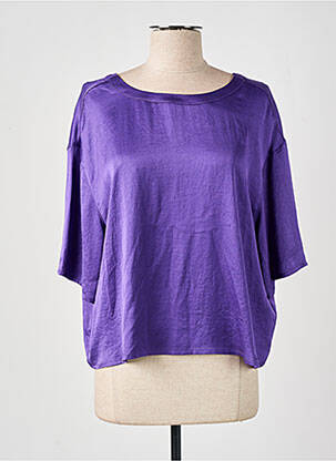 Bluzonai apvalus kaklas 3/4 rankovės violetinis AMERICAN VINTAGE moteris