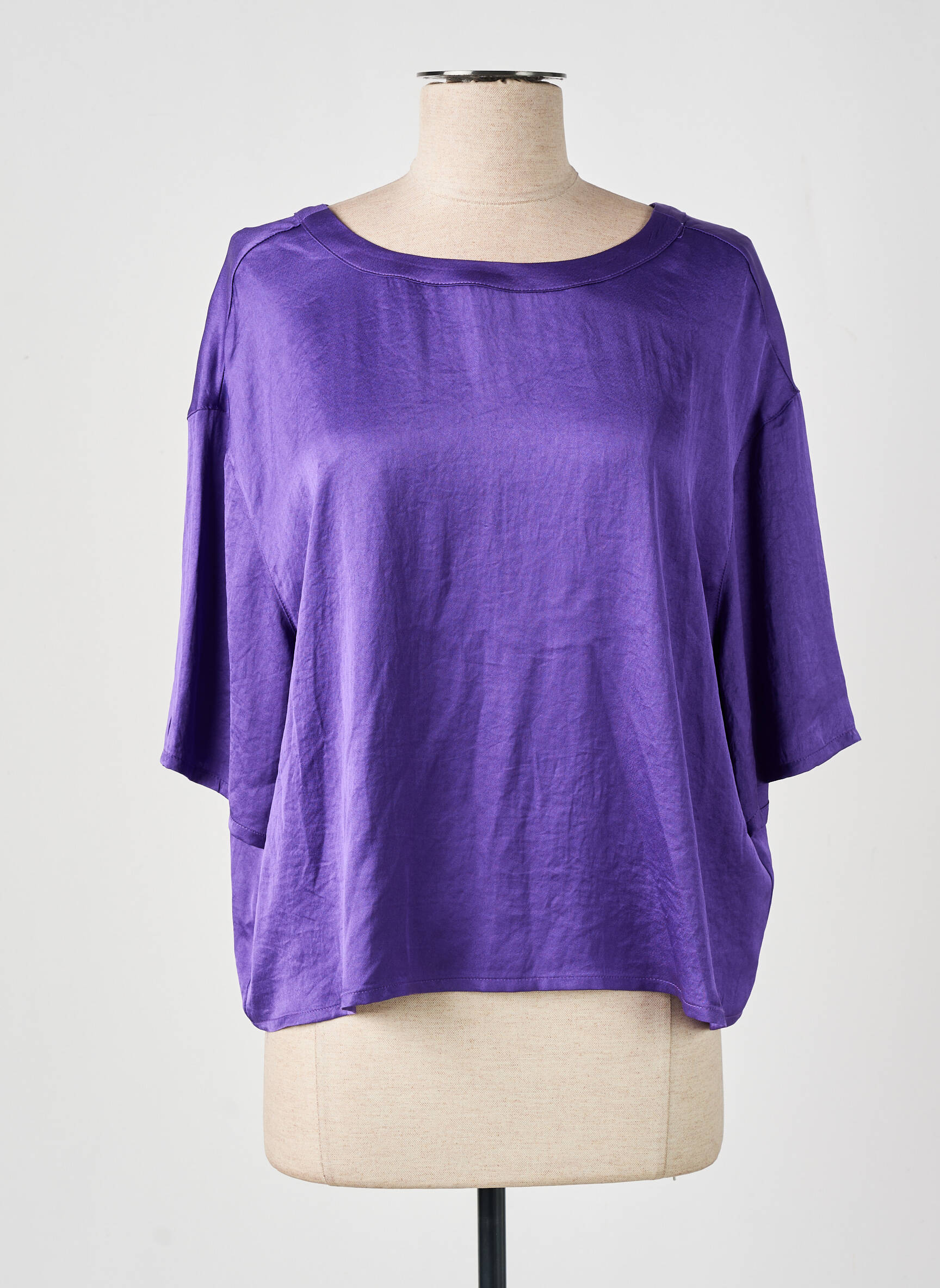 Bluzonai apvalus kaklas 3/4 rankovės violetinis AMERICAN VINTAGE moteris