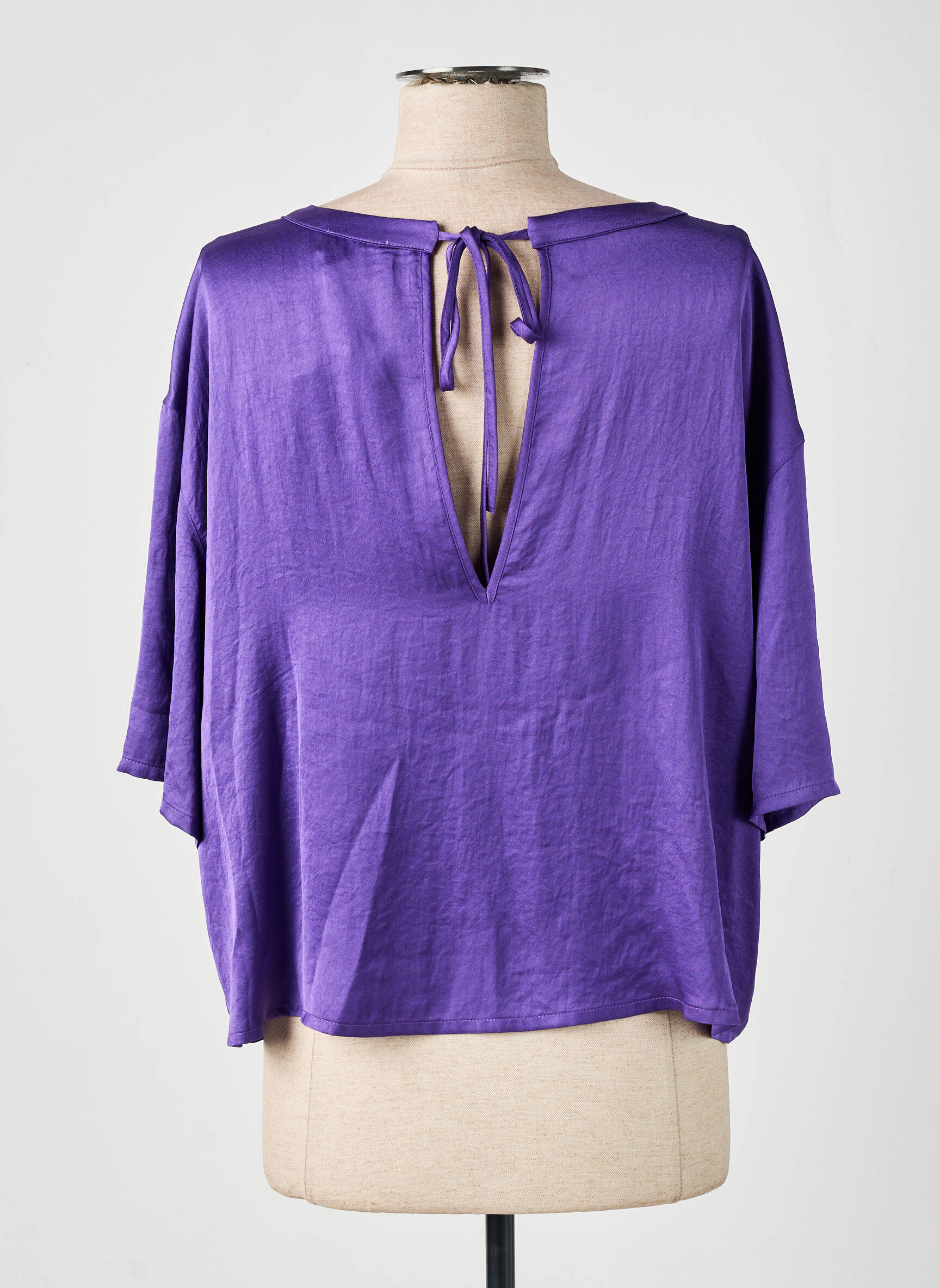 Bluzonai apvalus kaklas 3/4 rankovės violetinis AMERICAN VINTAGE moteris