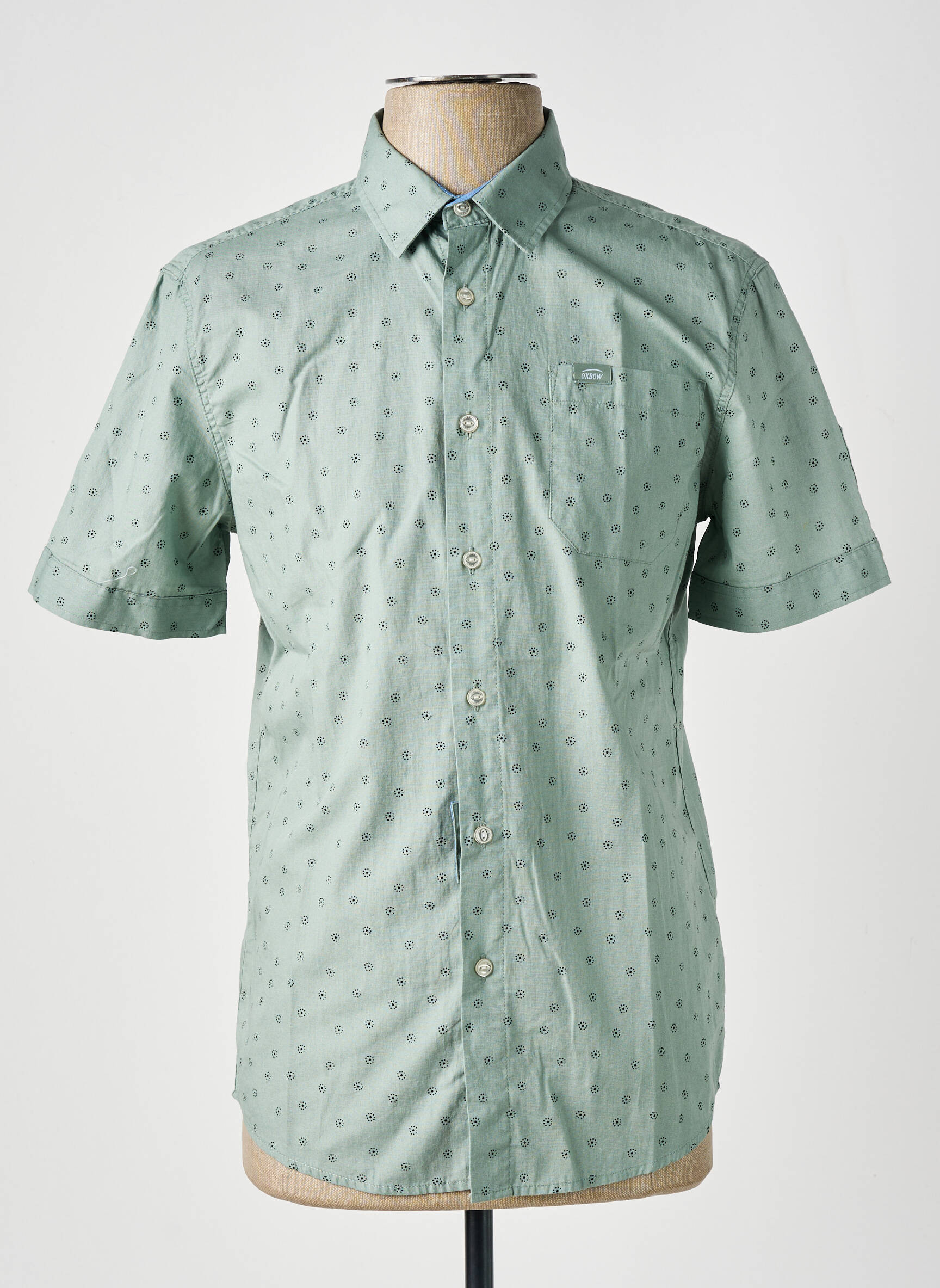 Trumpa rankovė marškiniai kišenės žalias OXBOW vyras