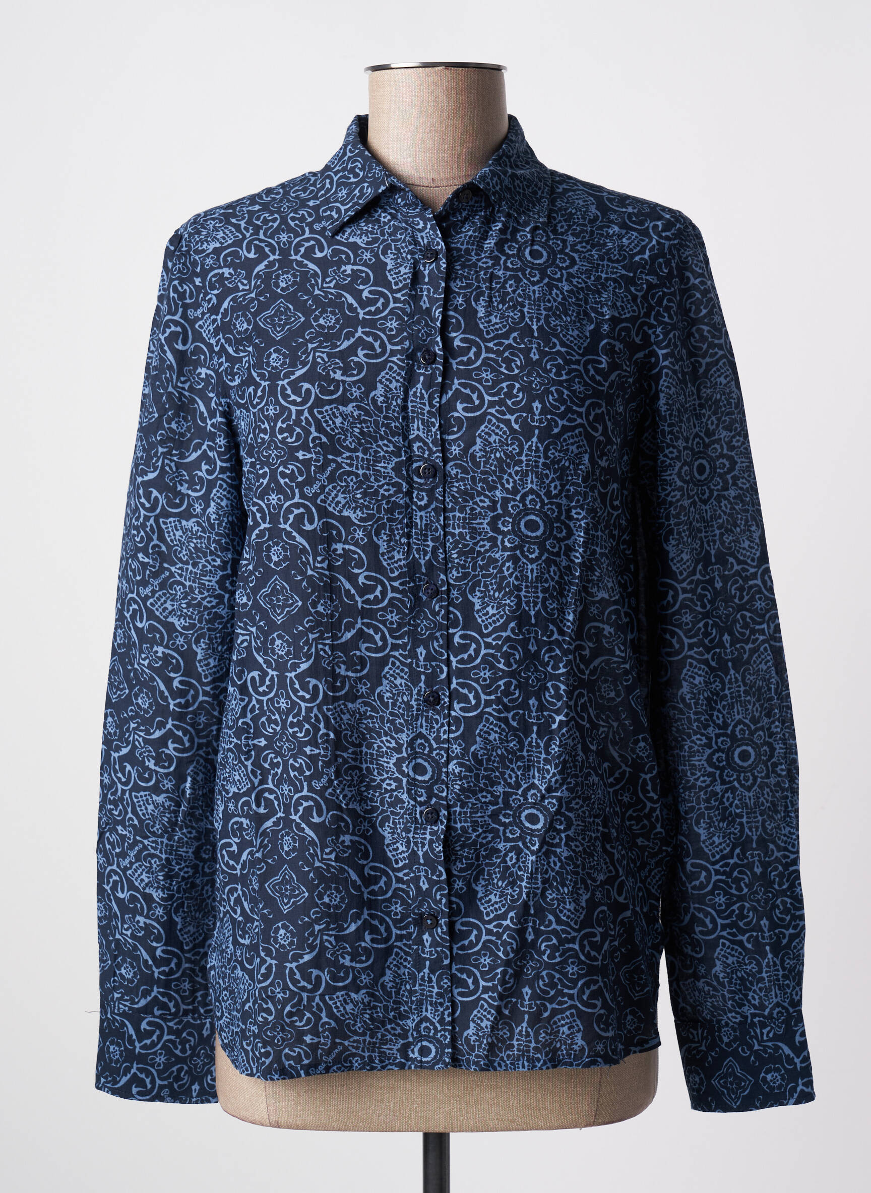 Moteriškas marškinys fantazijos raštas ilgos rankovės mėlyna PEPE JEANS moteris