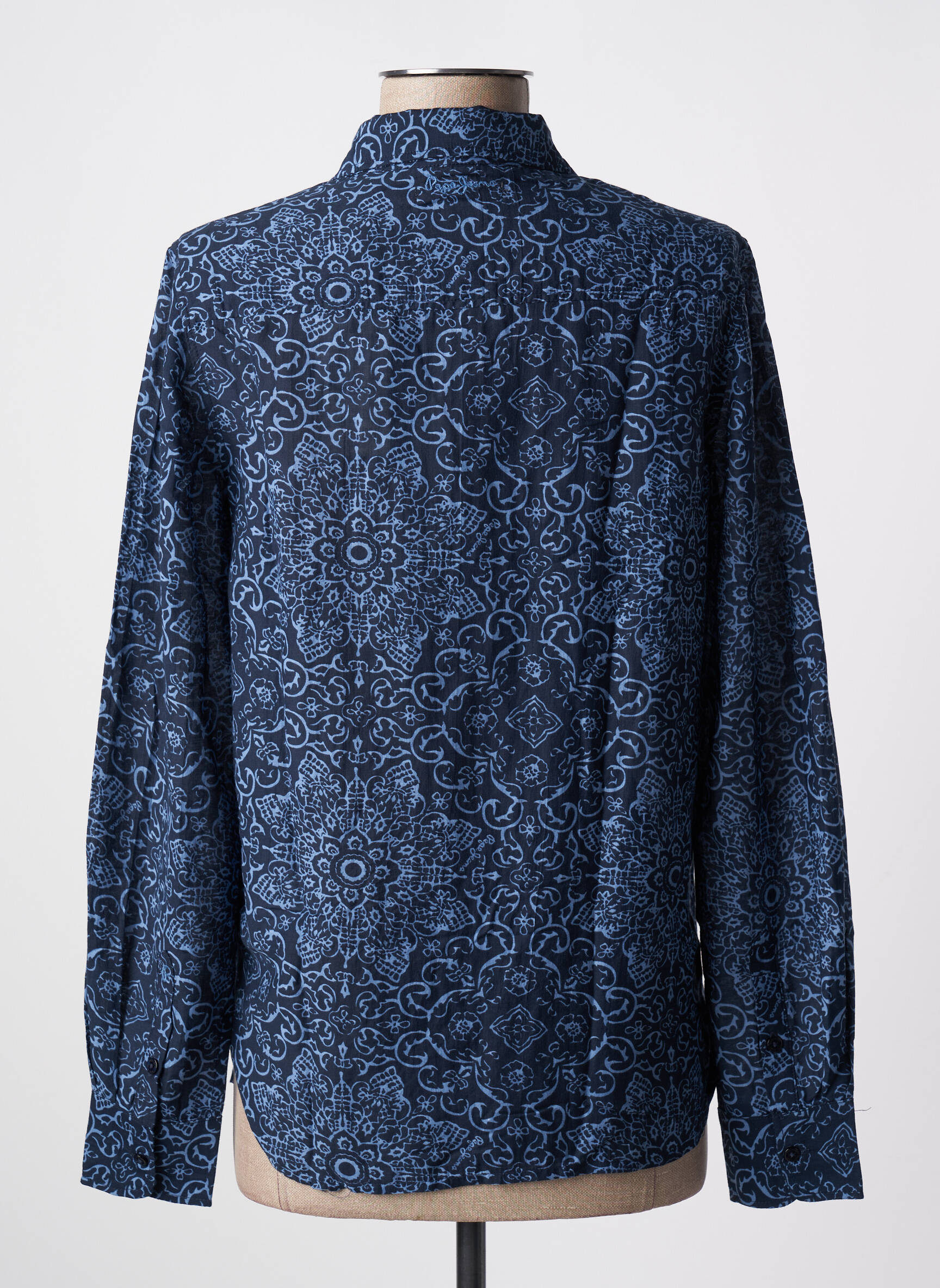 Moteriškas marškinys fantazijos raštas ilgos rankovės mėlyna PEPE JEANS moteris