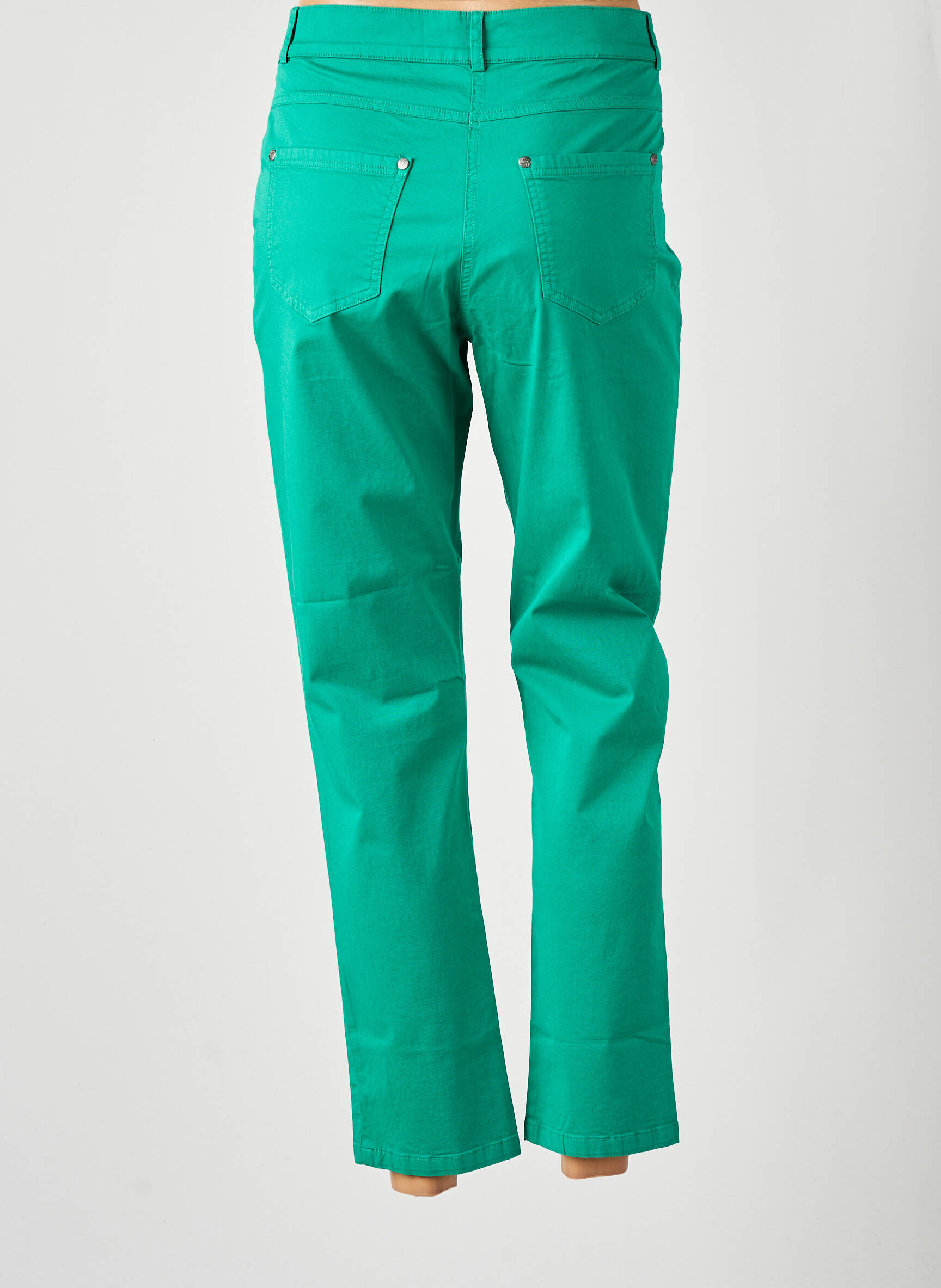 7/8 kelnės popelinos audinys, kuris pasižymi lygiu ir tankiu paviršiumi. normala dydis žalias FRANCE RIVOIRE moteris