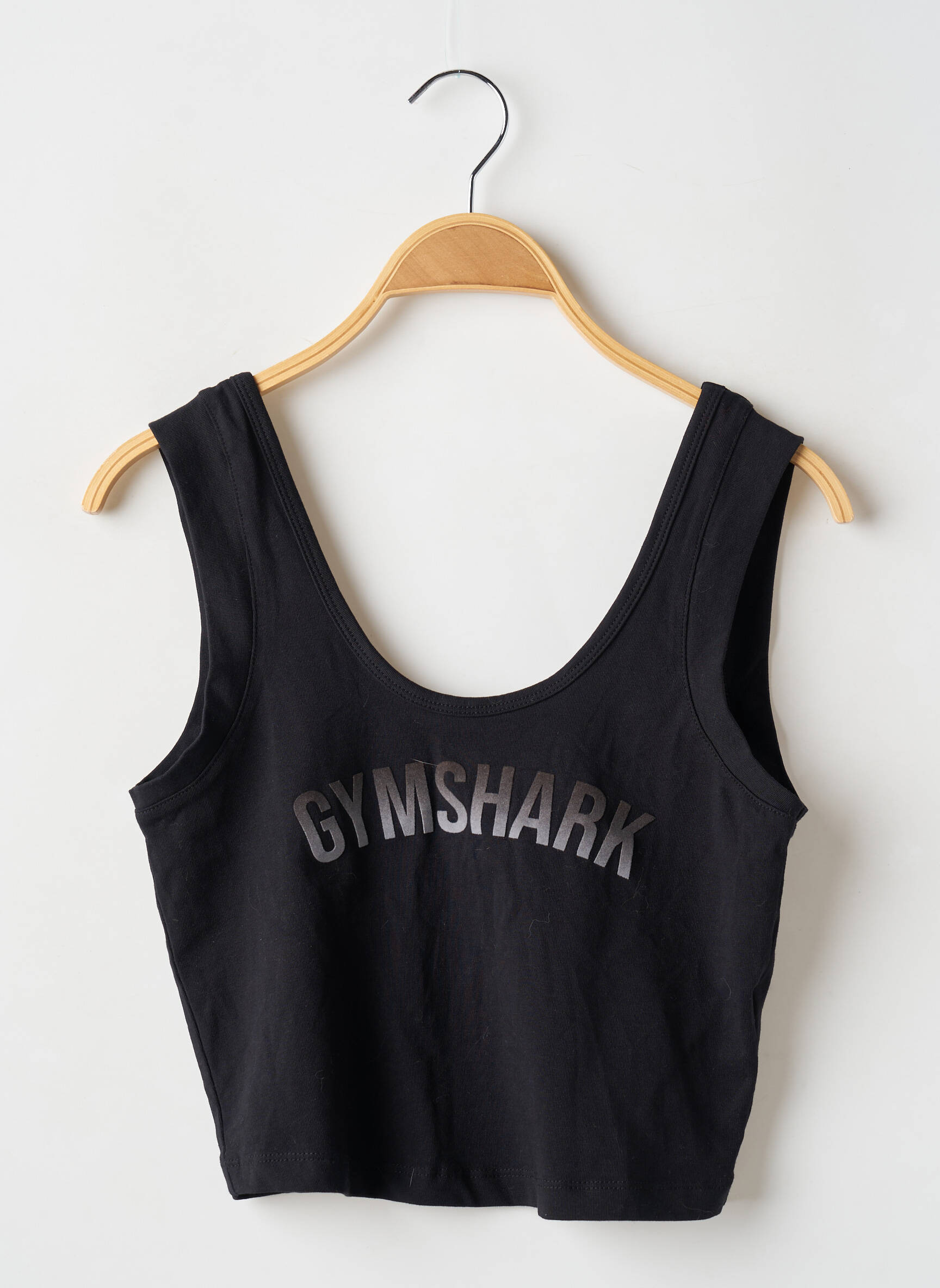 Marškiniai be rankovių sietspausdinimas be rankų juodas GYMSHARK moteris