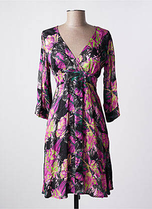 Pusilgių suknelė gėlių raštas ilgos rankovės rožinė FLIRT COLLECTION moteris