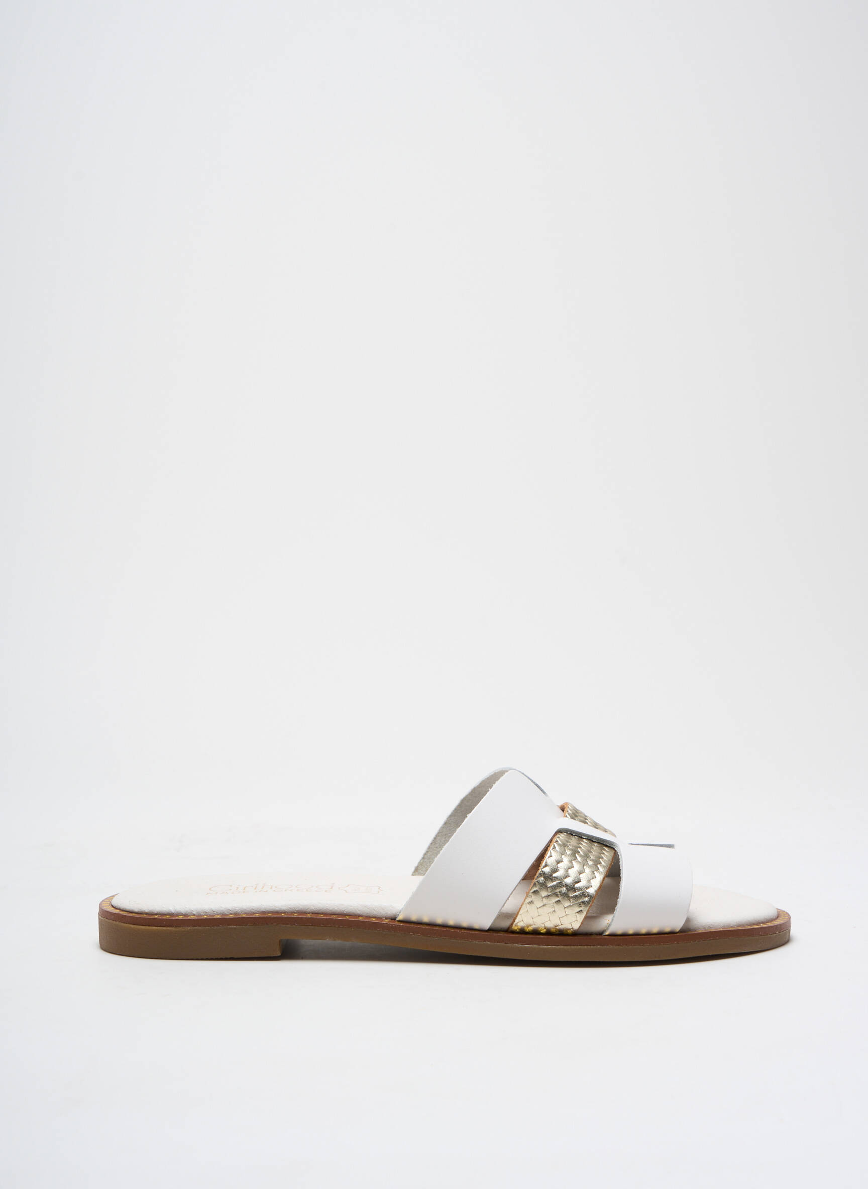 Mule/sabotai satino audinys plokščias kulnas iki 3 cm baltas GIRLHOOD moteris