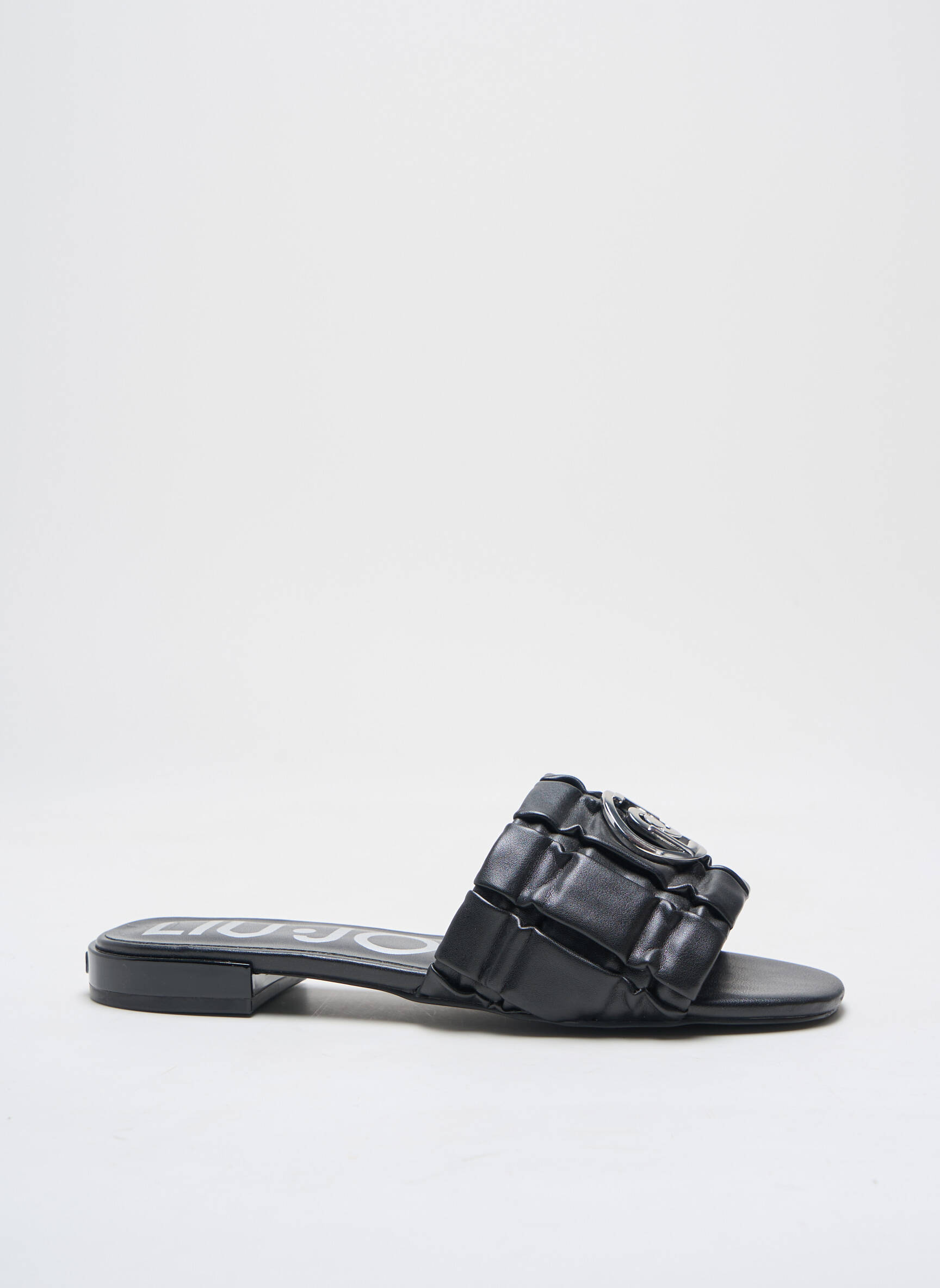 Mule/sabotai lygus audinys plokščias kulnas iki 3 cm juodas LIU JO moteris