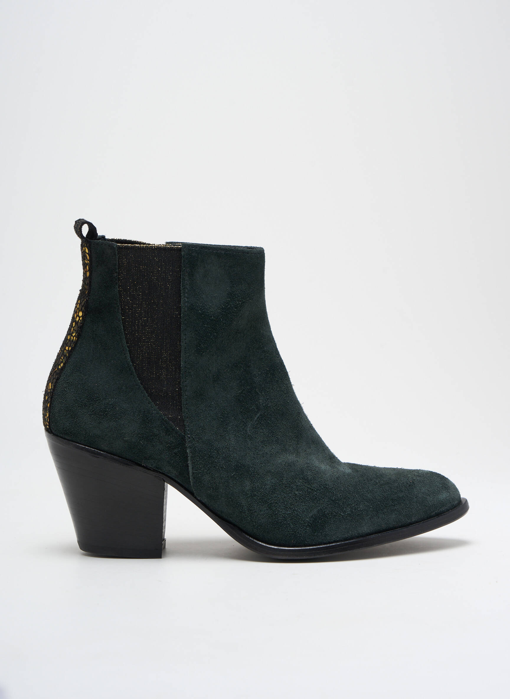 Batai/botai satino audinys kulnas nuo 4 iki 6 cm žalias BLU VELVET moteris
