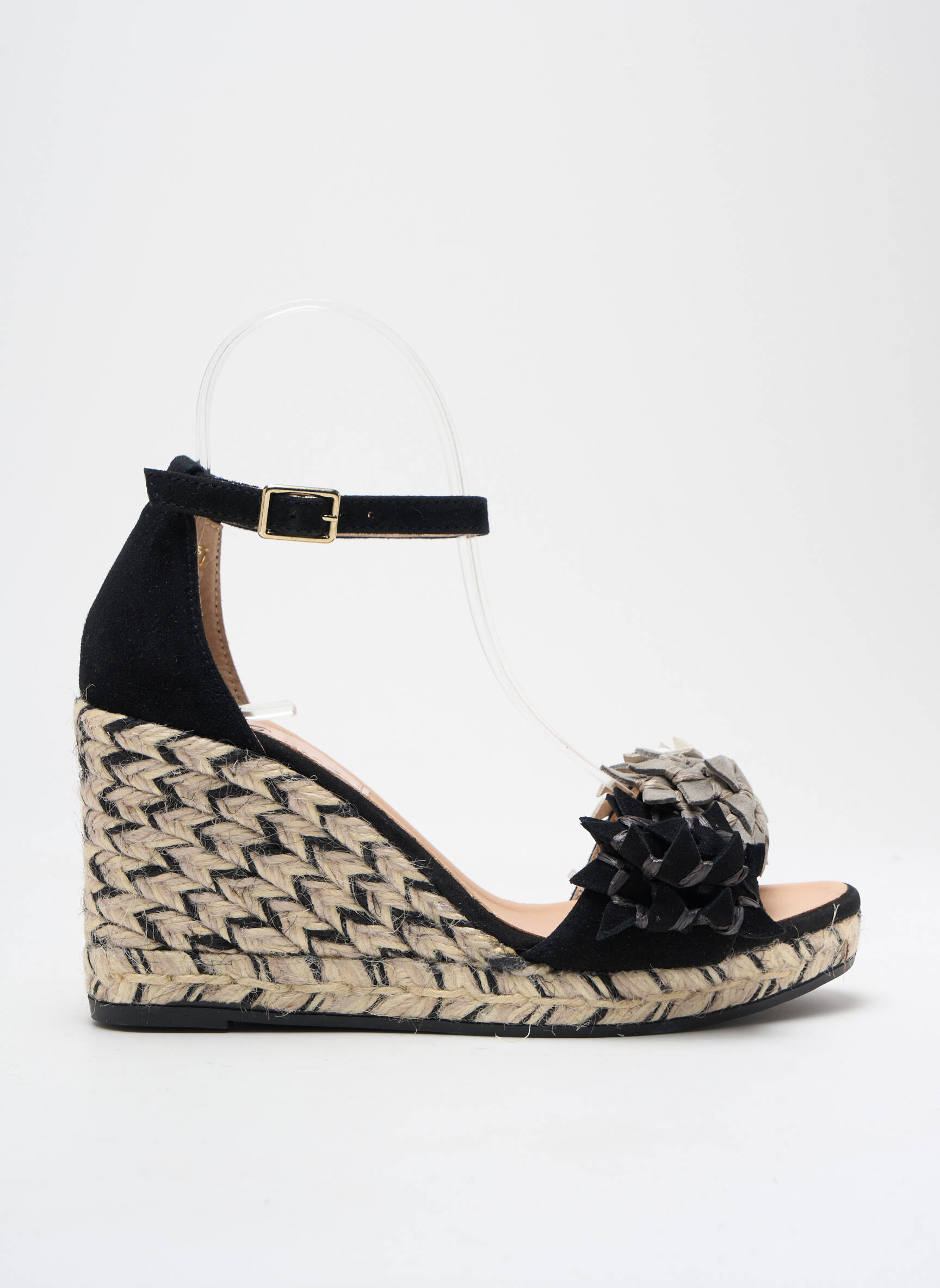 Espadrilės nubuko audinys kulnas nuo 7 iki 9 cm juodas GAIMO moteris