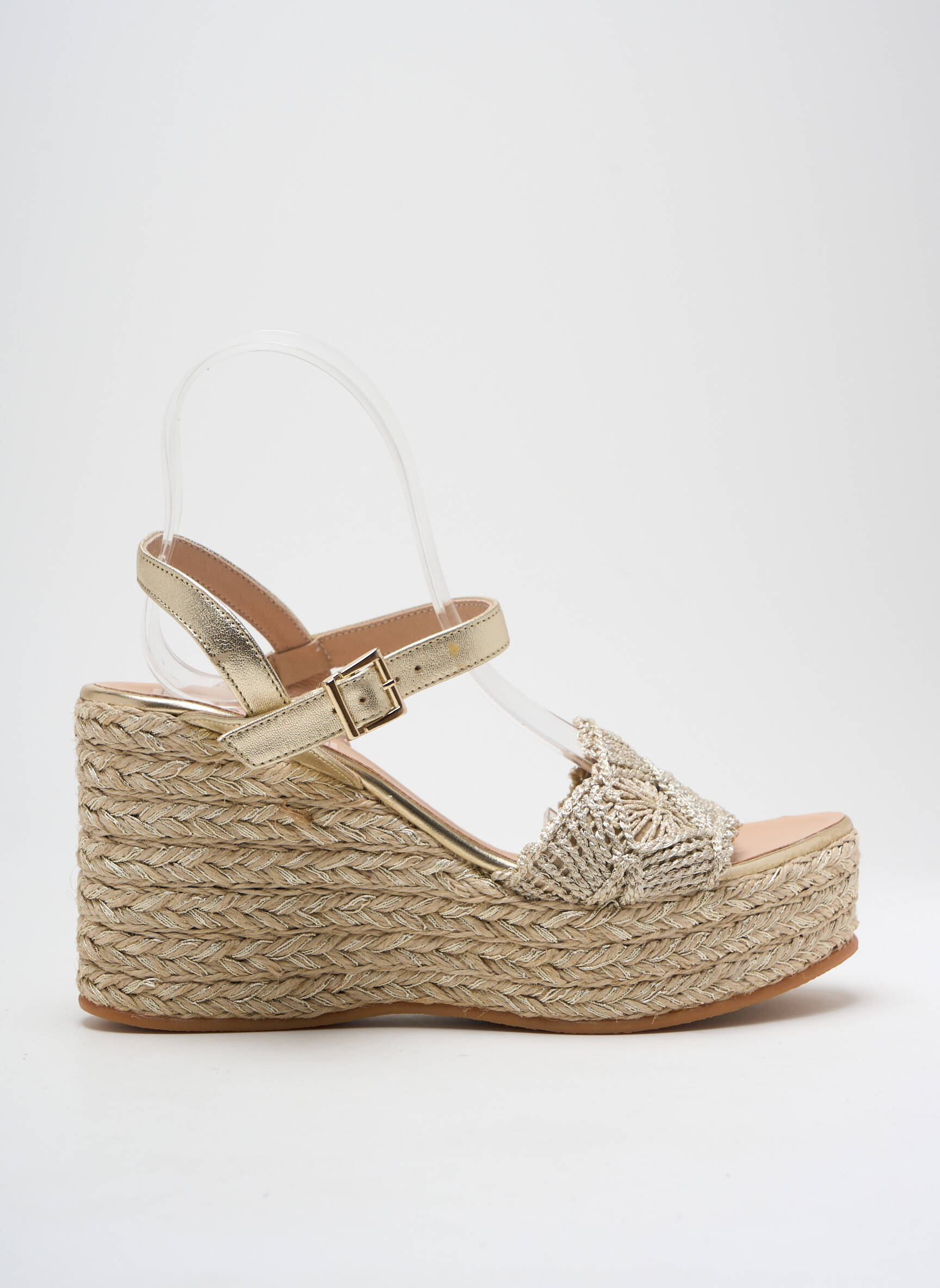 Espadrilės satino audinys kulnas nuo 7 iki 9 cm auksas GAIMO moteris