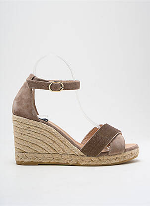 Espadrilės nubuko audinys kulnas nuo 7 iki 9 cm rudas GAIMO moteris
