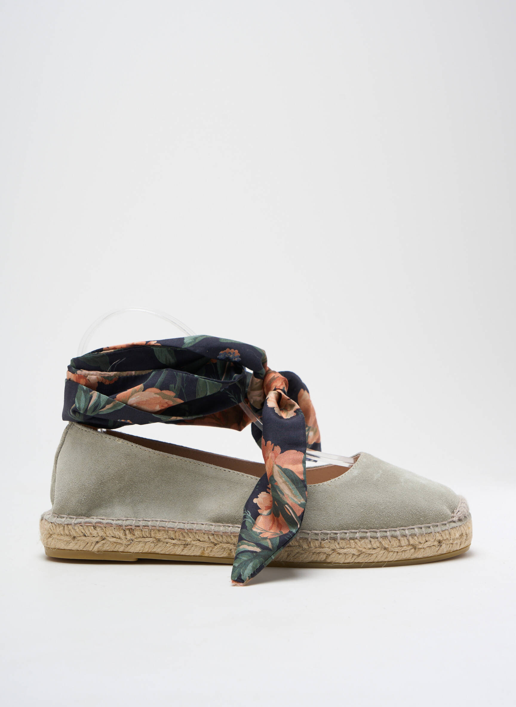 Espadrilės satino audinys plokščias kulnas iki 3 cm žalias GAIMO moteris