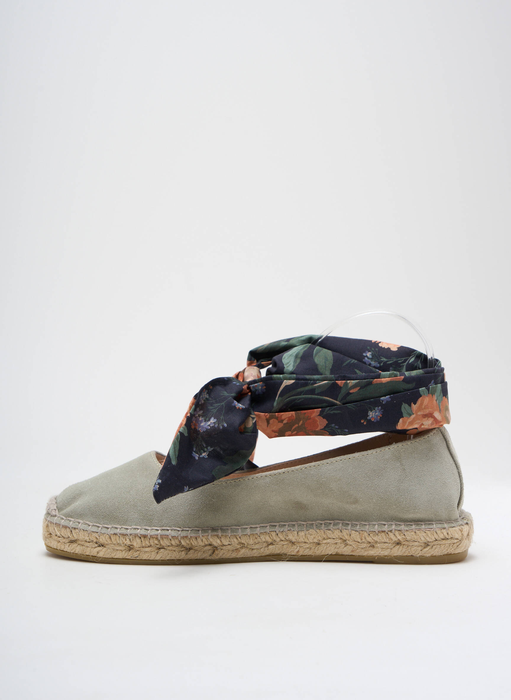 Espadrilės satino audinys plokščias kulnas iki 3 cm žalias GAIMO moteris