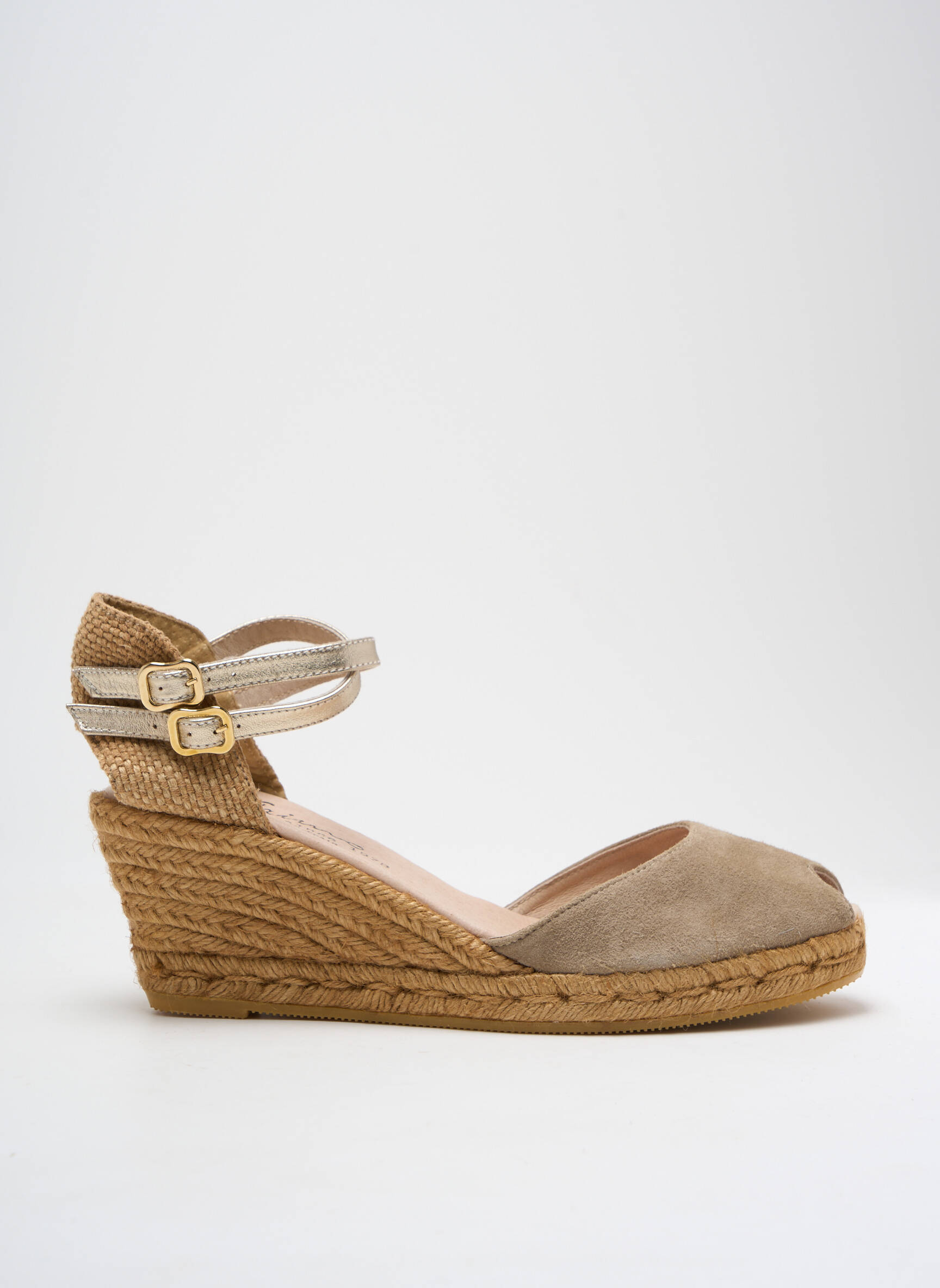 Espadrilės satino audinys kulnas nuo 4 iki 6 cm auksas GAIMO moteris