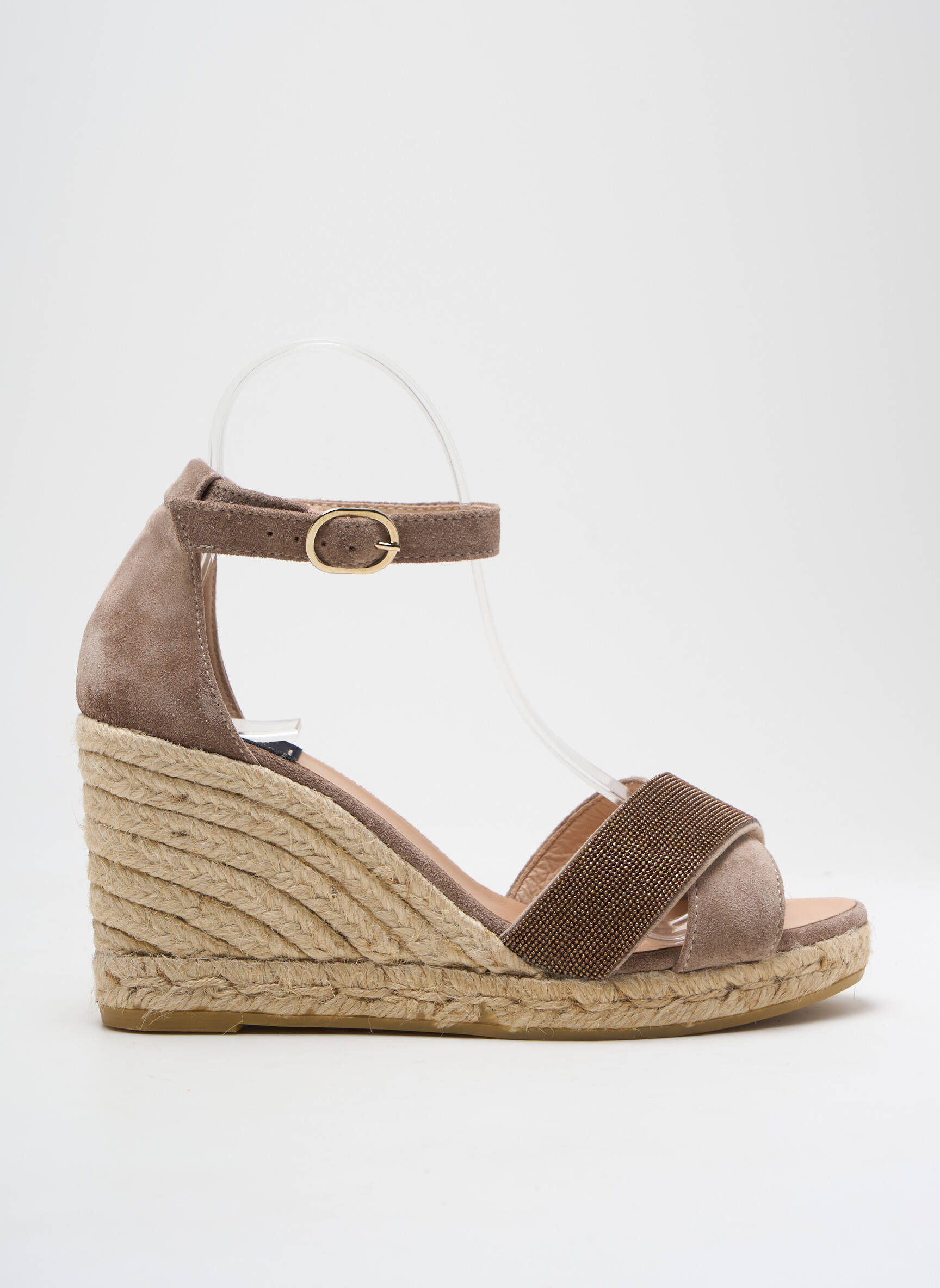 Espadrilės nubuko audinys kulnas nuo 7 iki 9 cm rudas GAIMO moteris