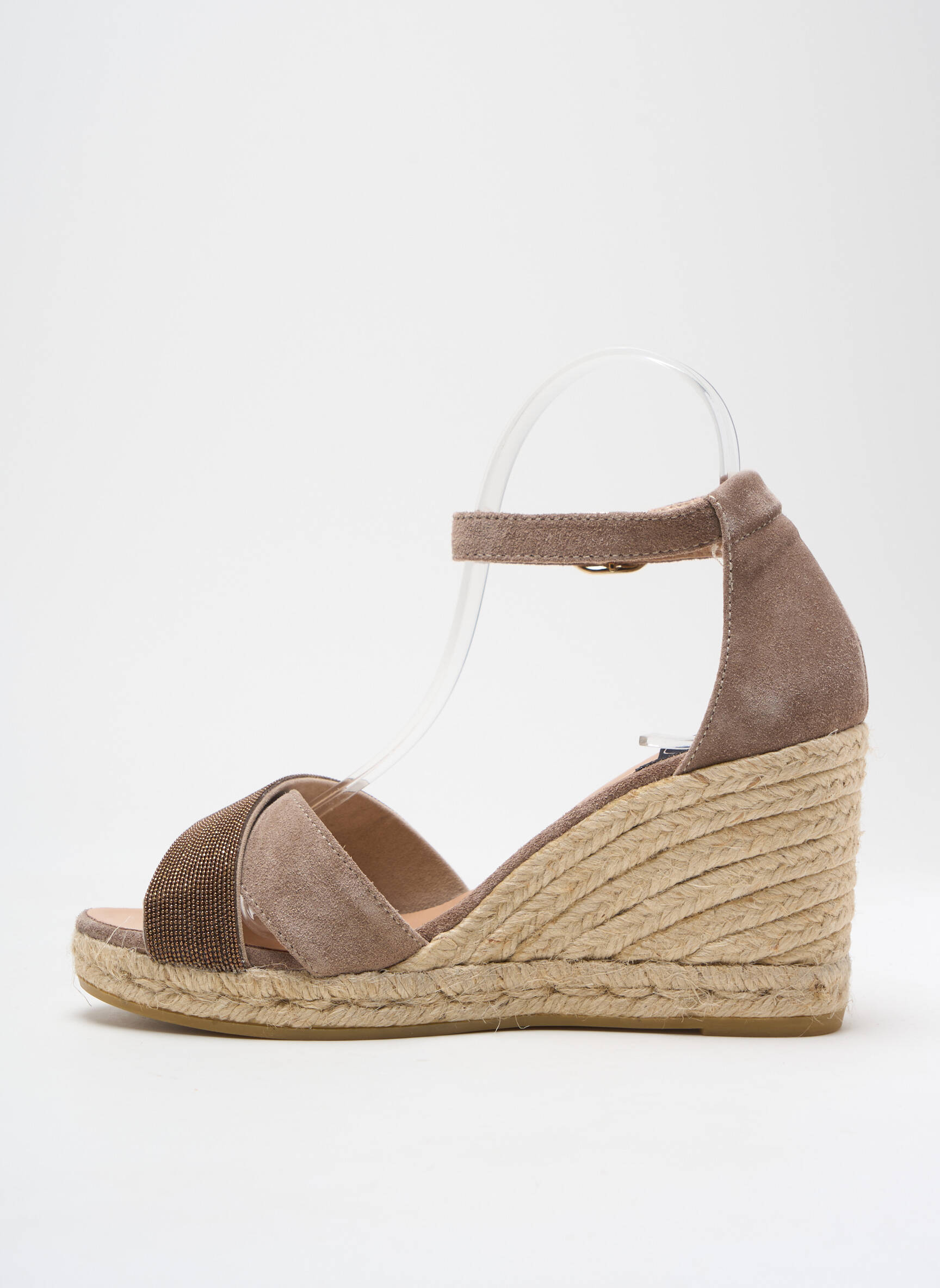 Espadrilės nubuko audinys kulnas nuo 7 iki 9 cm rudas GAIMO moteris
